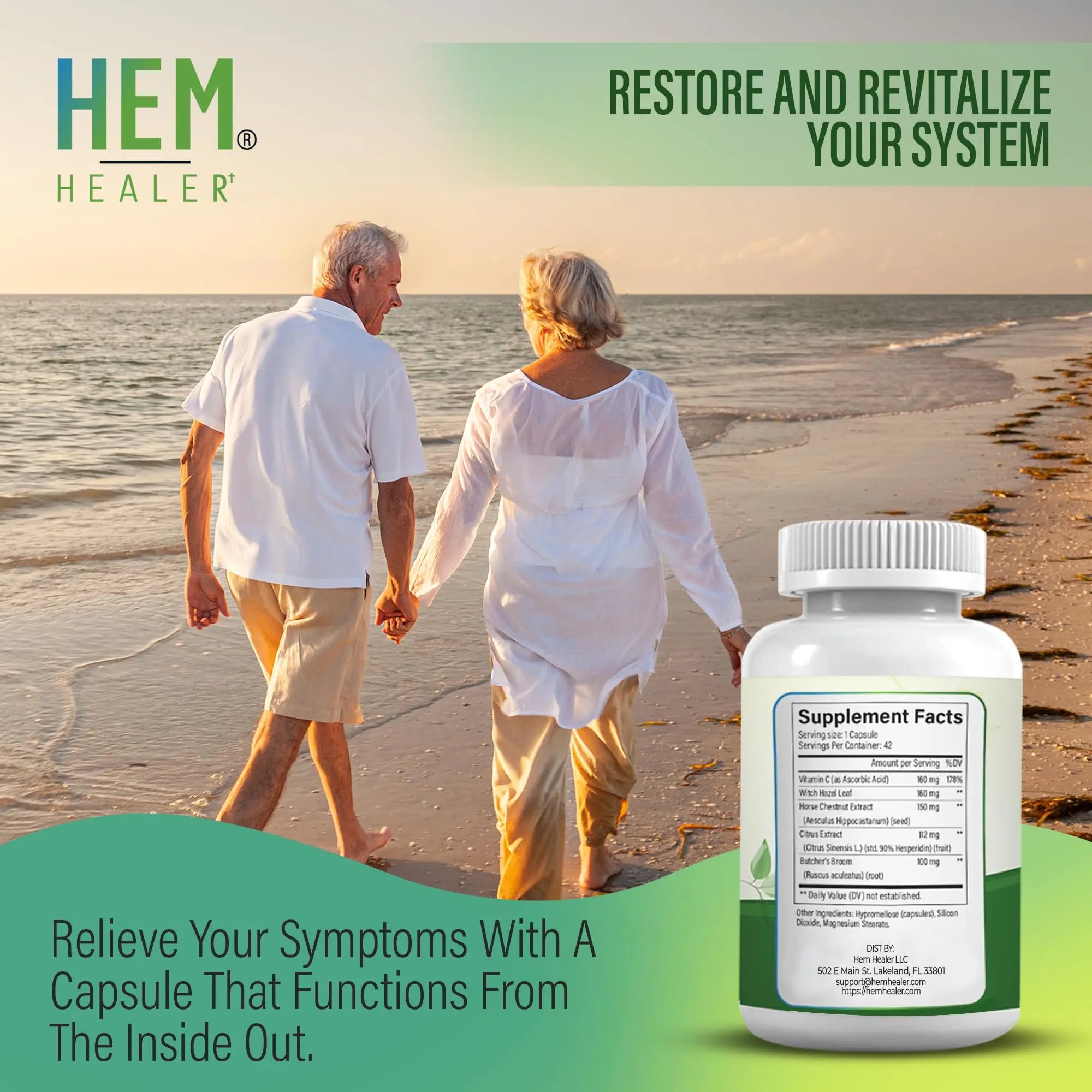 Hem Healer Hem Rescue Hemorrhoid Treatment Supplement - All Natural, Reduces Discomfort & Swelling, Boosts Blood Flow, Oral Botanical Blend, Made in USA - (1 Bottle Pack) Hem HealerAu supplements