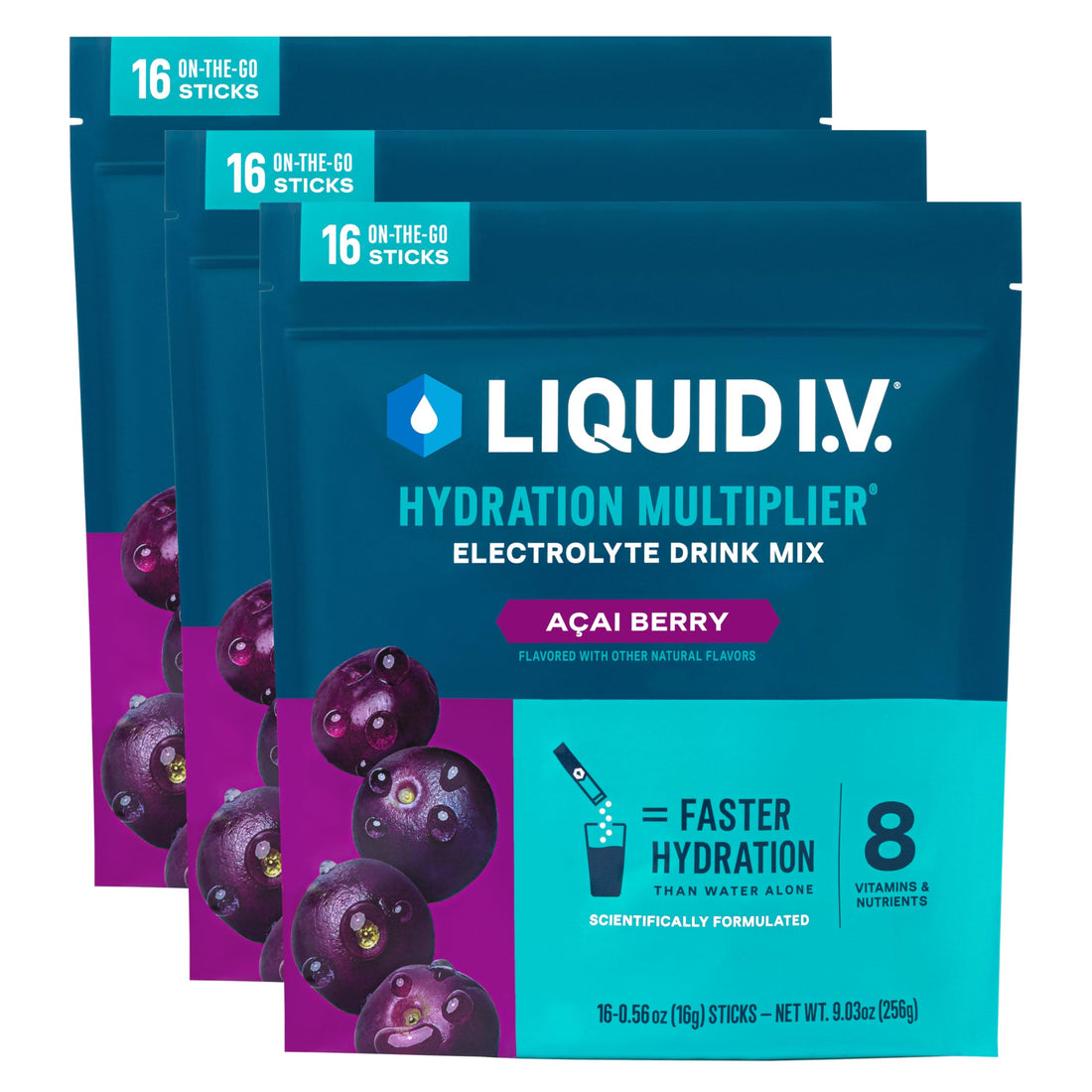 Liquid I.V.® Hydration Multiplier - Acai Berry | Electrolyte Powder Drink Mix | 3 Pack (48 Servings) Liquid I.V.US supplements