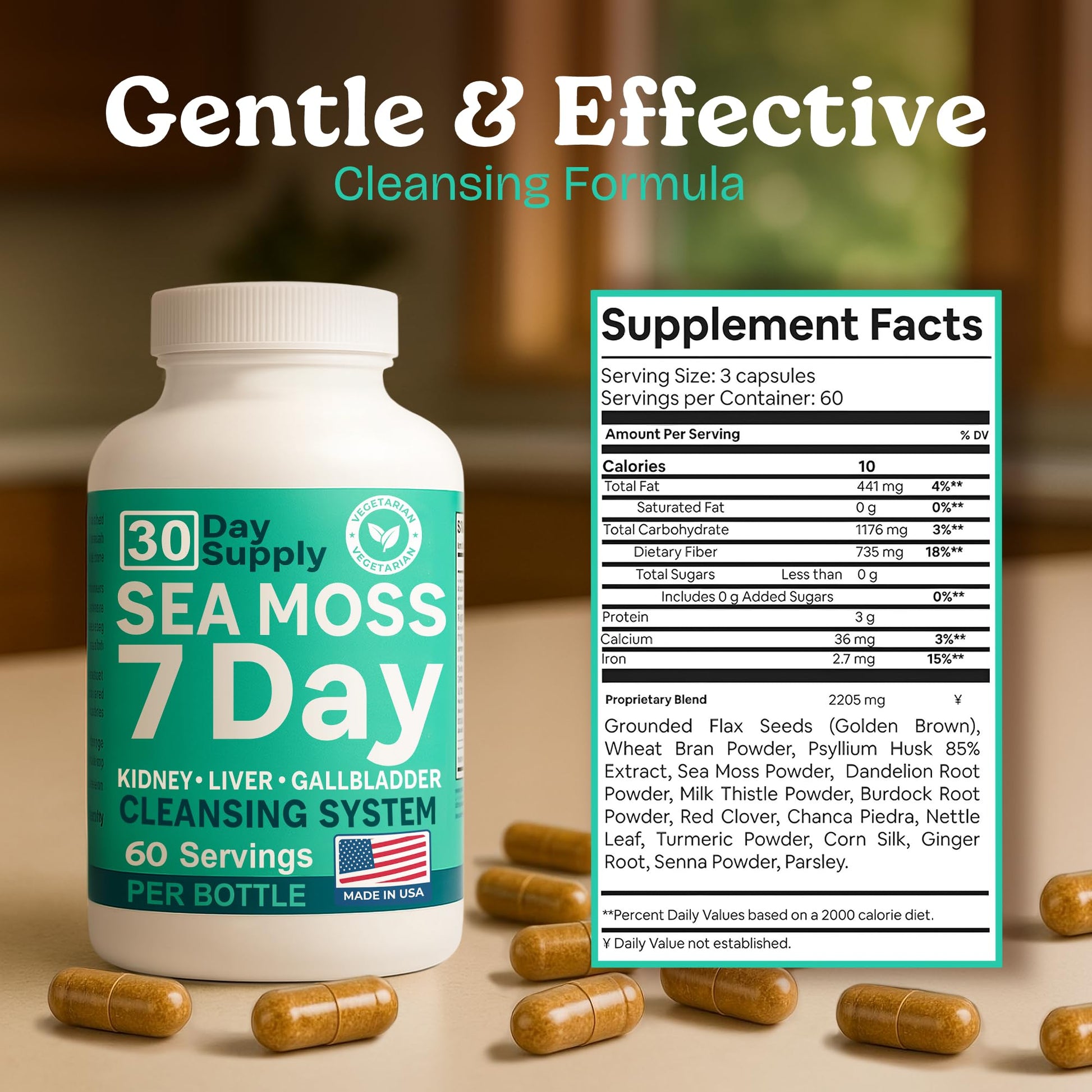 Atlantic Naturals Sea Moss Capsules – 7 Day Herbal Blend for Liver & Gallbladder Wellness – with Dandelion Root, Milk Thistle, Burdock Root, Red Clover & Chanca Piedra – 180 Count Sea Moss Capsules Atlantic NaturalsAu supplements