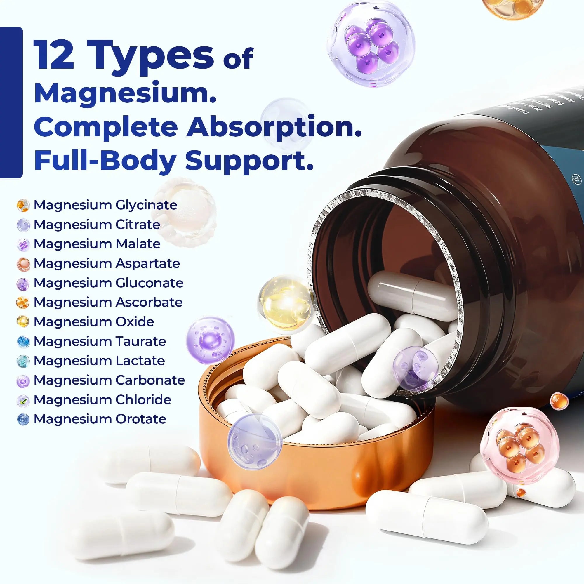 Magnesium Complex 700mg – 12-in-1 Magnesium Supplement with Glycinate, Citrate, Malate, Oxide, Taurate & More – High Absorption for Muscle, Heart, Sleep, Bone, Nerve Support –120 Capsules (1 Pack) Vccvaanz supplements