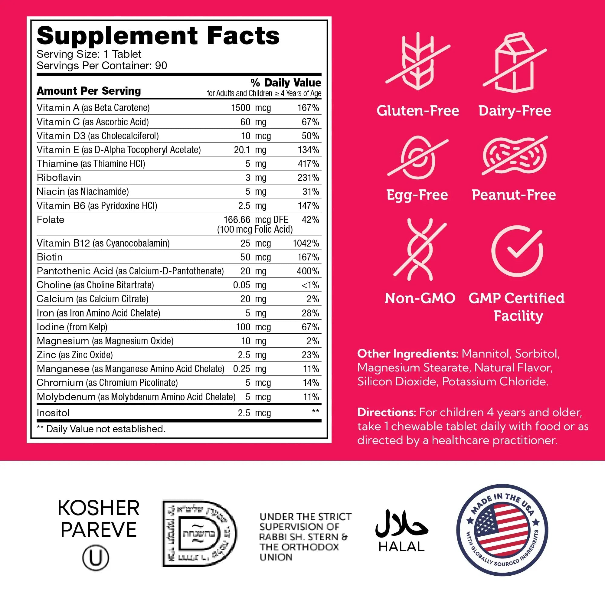 Zahler Kids Multivitamin Chewable Vitamin Tablet - Complete One Daily Vitamins Supplement - Contains 20+ Minerals ZahlerAu supplements