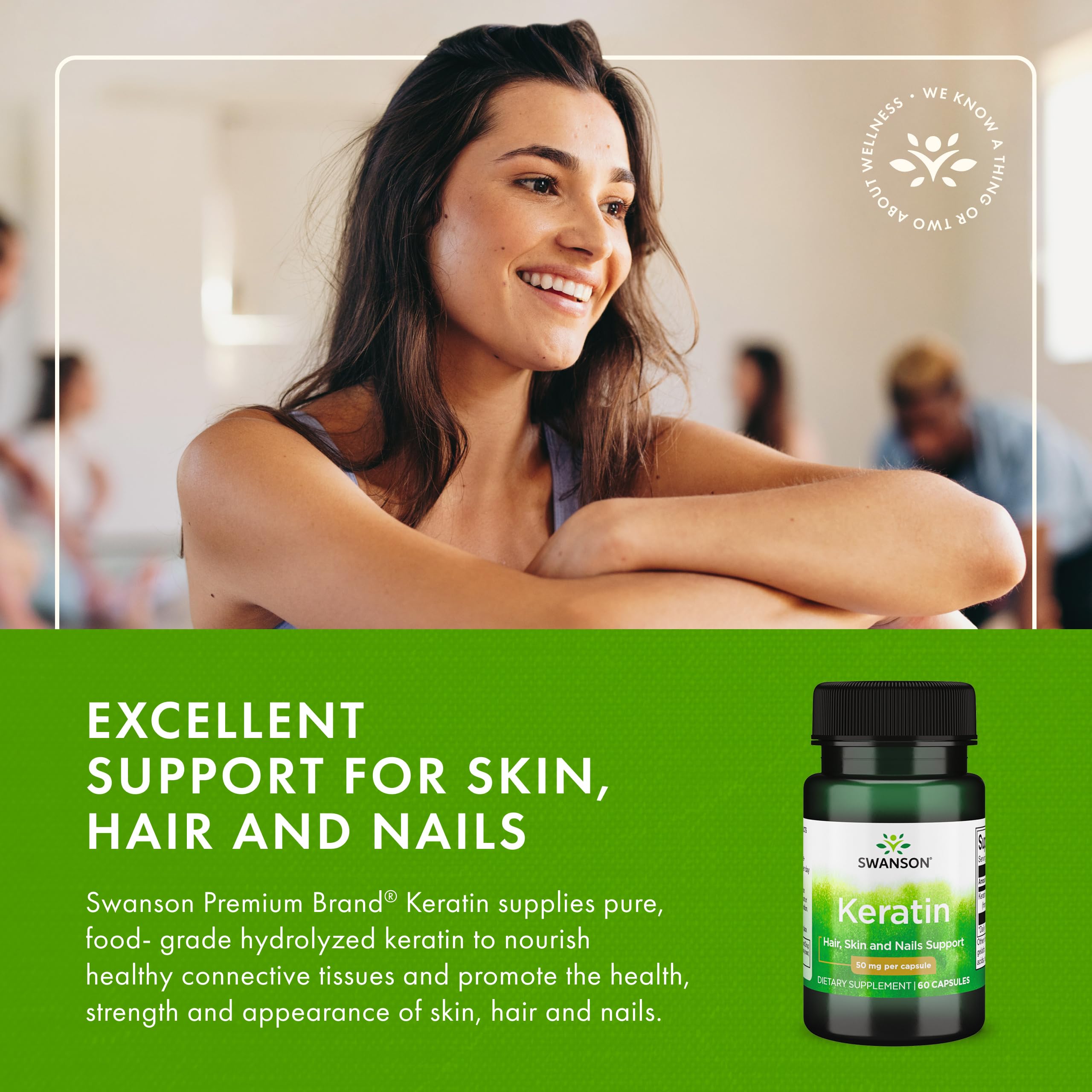 Swanson Keratin (from Tibetan Wool) - Natural Supplement Promoting Healthy Joints, Hair, Skin & Nails - Helps Nourish Healthy Connective Tissues - (60 Capsules, 50mg Each) SwansonAu supplements