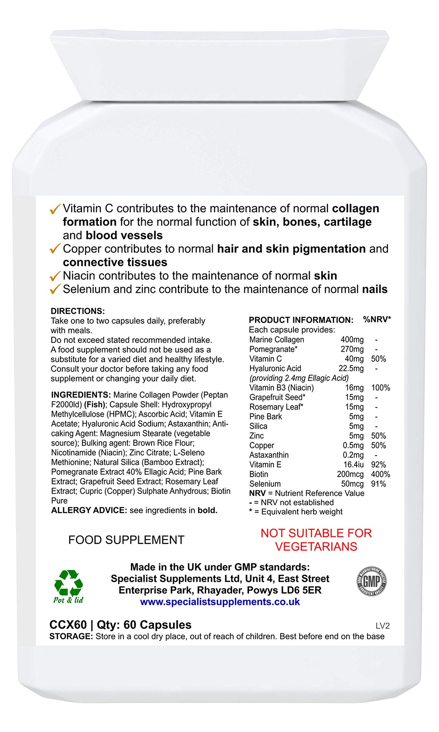 Specialist Supplements Collagen Ultra Beauty Marine Collagen, Hyaluronic Acid, Vitamin, Mineral Specialist SupplementsAu supplements