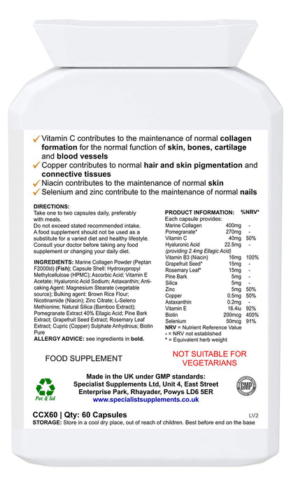 Specialist Supplements Collagen Ultra Beauty Marine Collagen, Hyaluronic Acid, Vitamin, Mineral Specialist SupplementsUS supplements