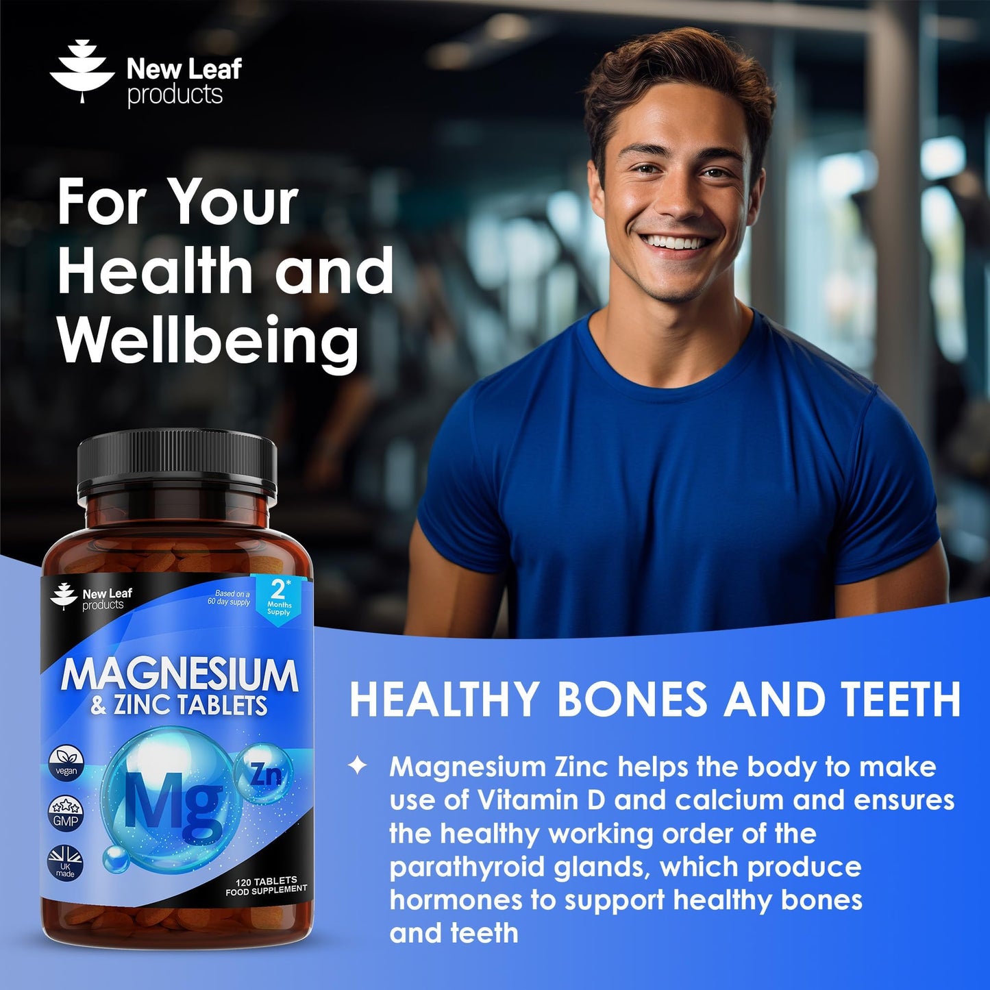 Magnesium Supplements 516mg With Zinc - 120 Magnesium Tablets Supports Muscle NEW LEAF PRODUCTSUS supplements