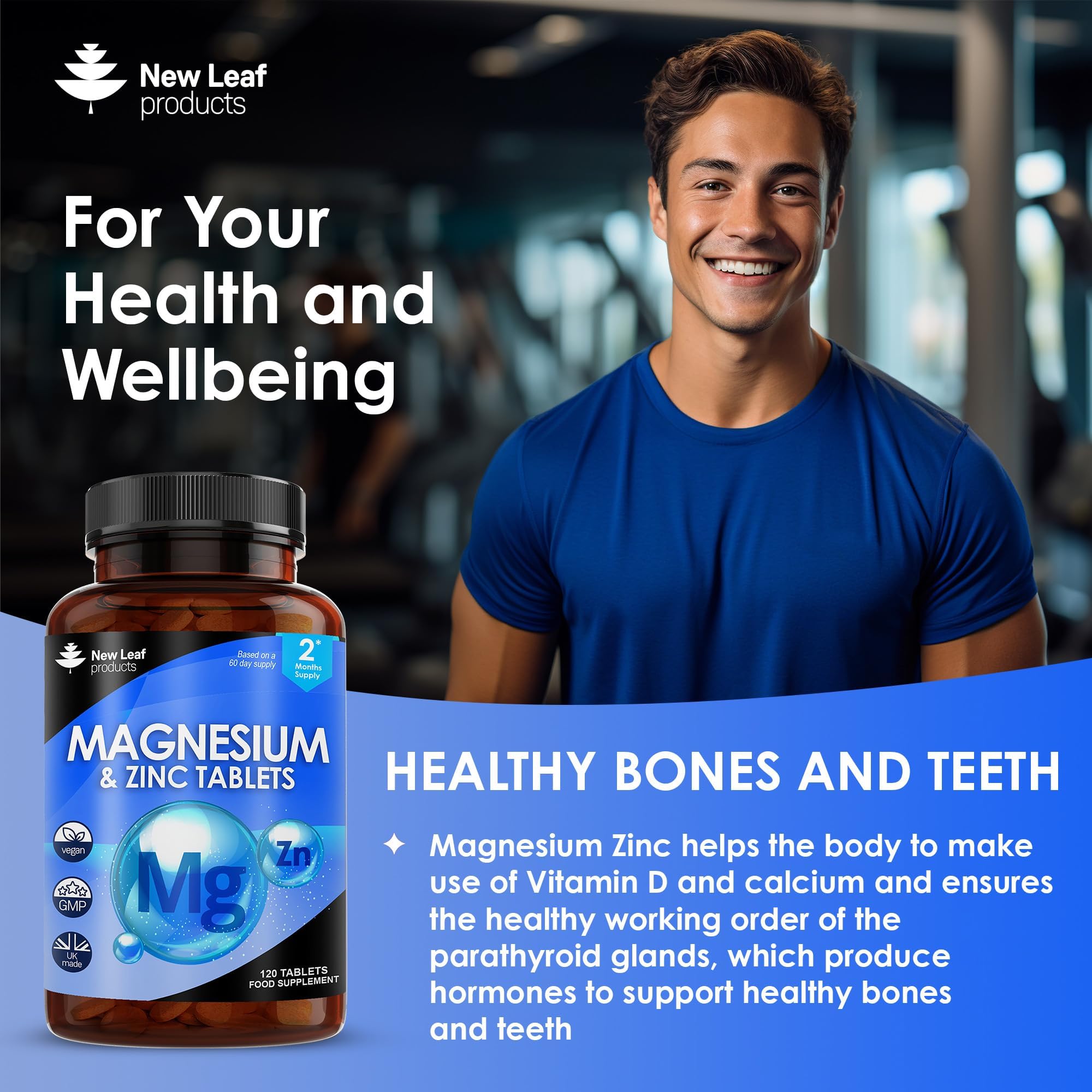 Magnesium Supplements 516mg With Zinc - 120 Magnesium Tablets Supports Muscle NEW LEAF PRODUCTSUS supplements