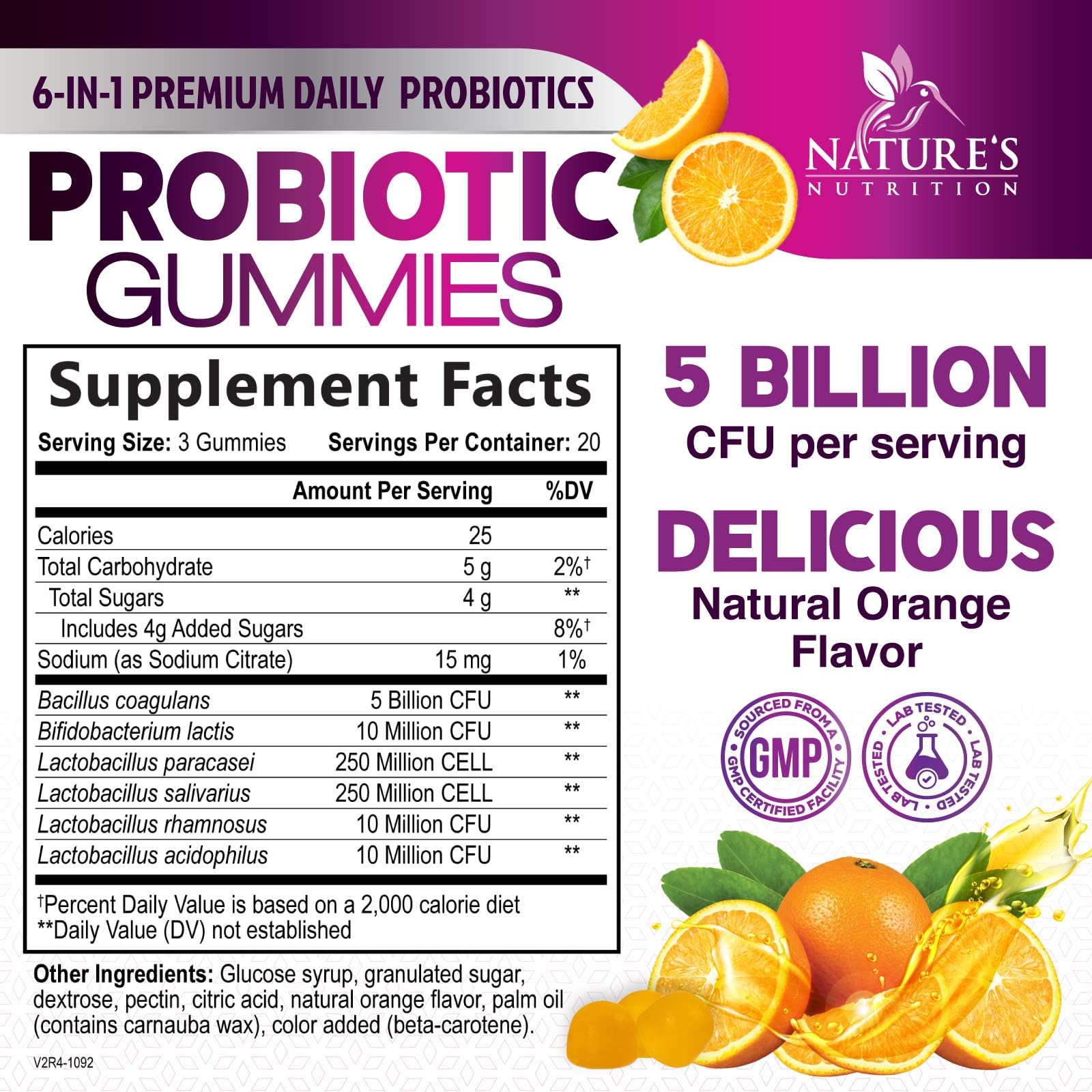 Probiotics for Digestive Health Gummies 5 Billion CFU - 6 Unique Strains for Daily Immune Support & Gut Health, Constipation, Gas & Bloating - Best Probiotic Supplement for Women & Men - 60 Gummies Nature's NutritionAu supplements