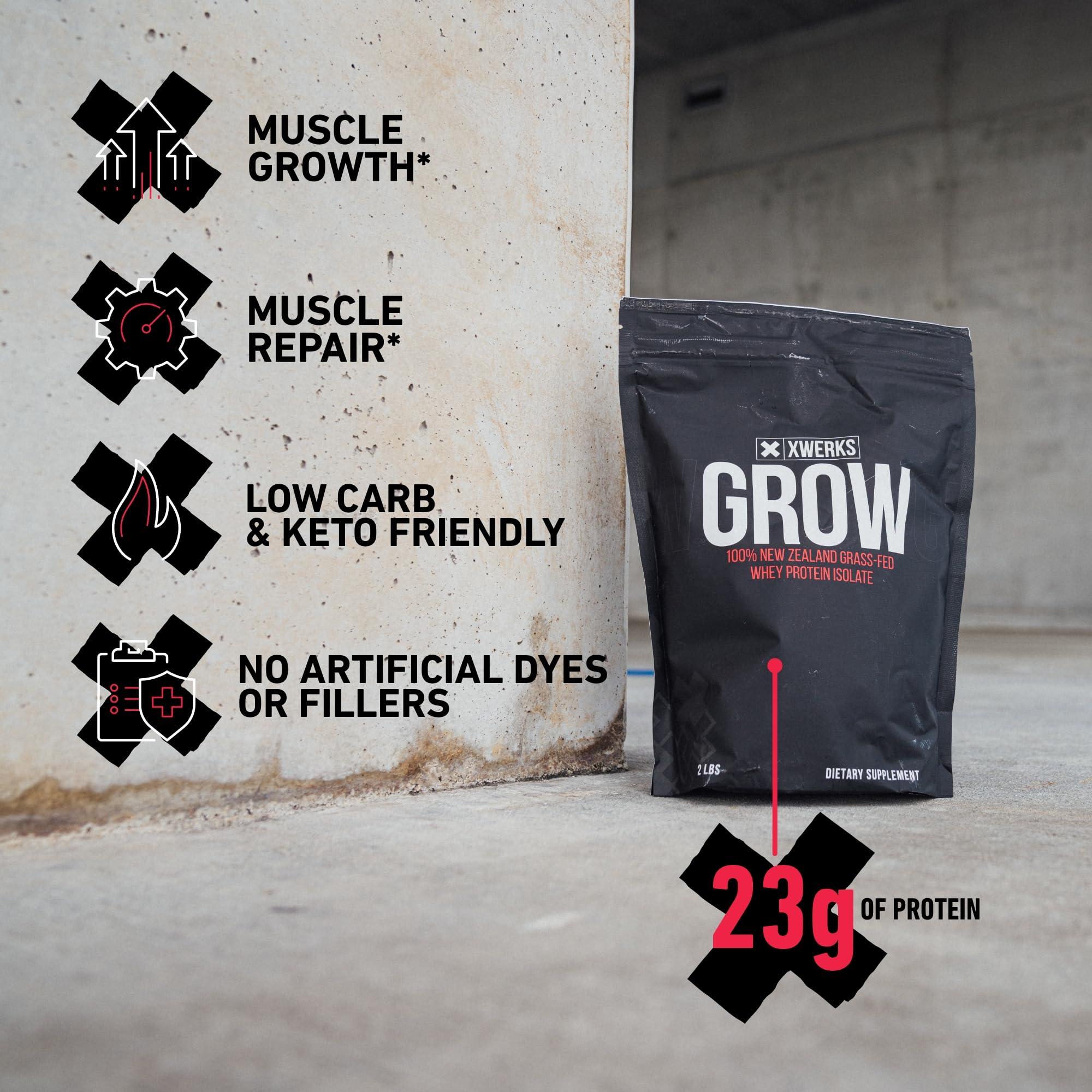 Xwerks Grow 100% New Zealand Grass-Fed Whey Protein - 25g of Pure Isolate Protein XwerksUS supplements