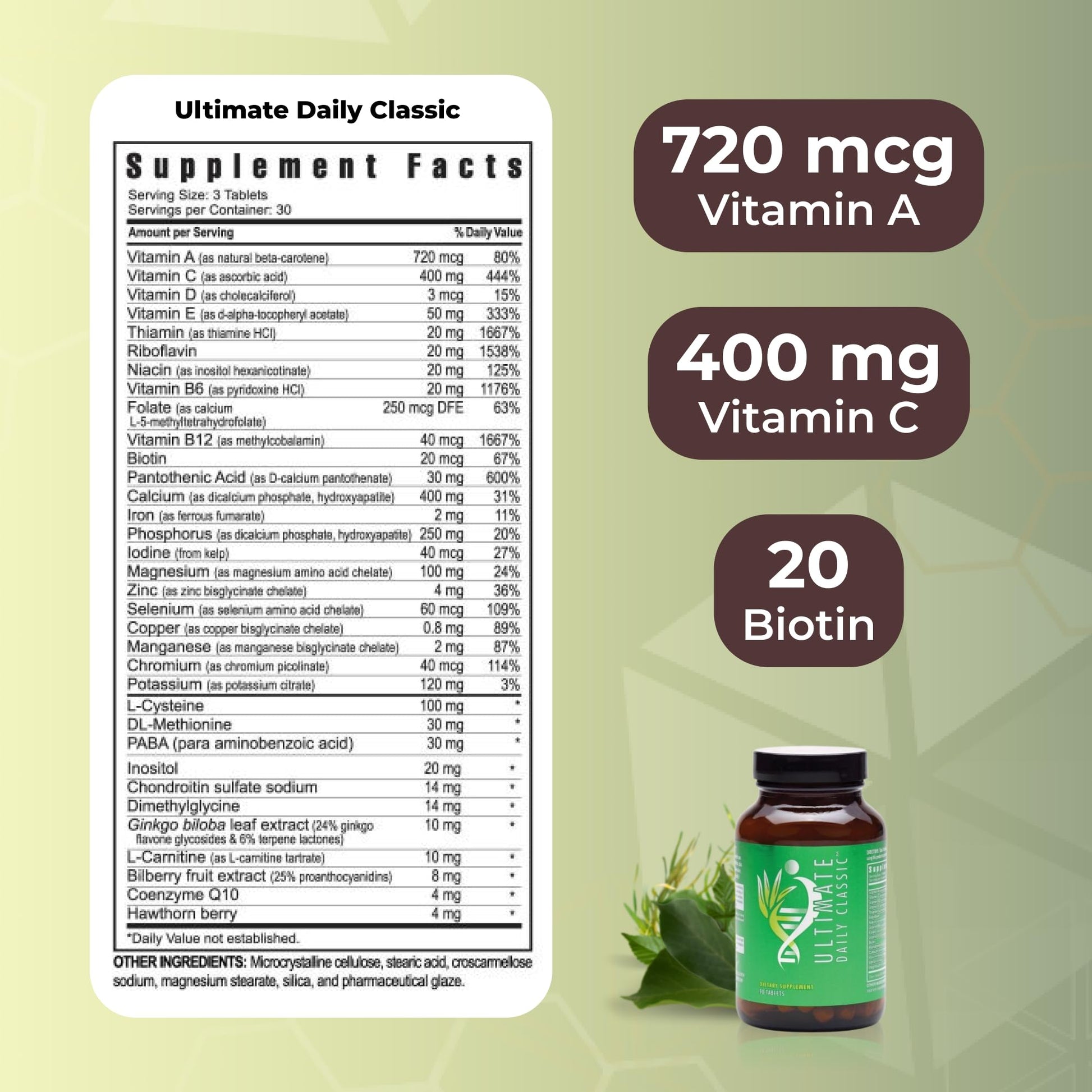 Youngevity Ultimate Daily Classic – Multivitamin with Essential Vitamins, Minerals, Amino Acids, and Antioxidant-Rich Botanicals – Supports Cardiovascular, Brain, Bone, and Bone Health – 90 Tablets YoungevityAu supplements