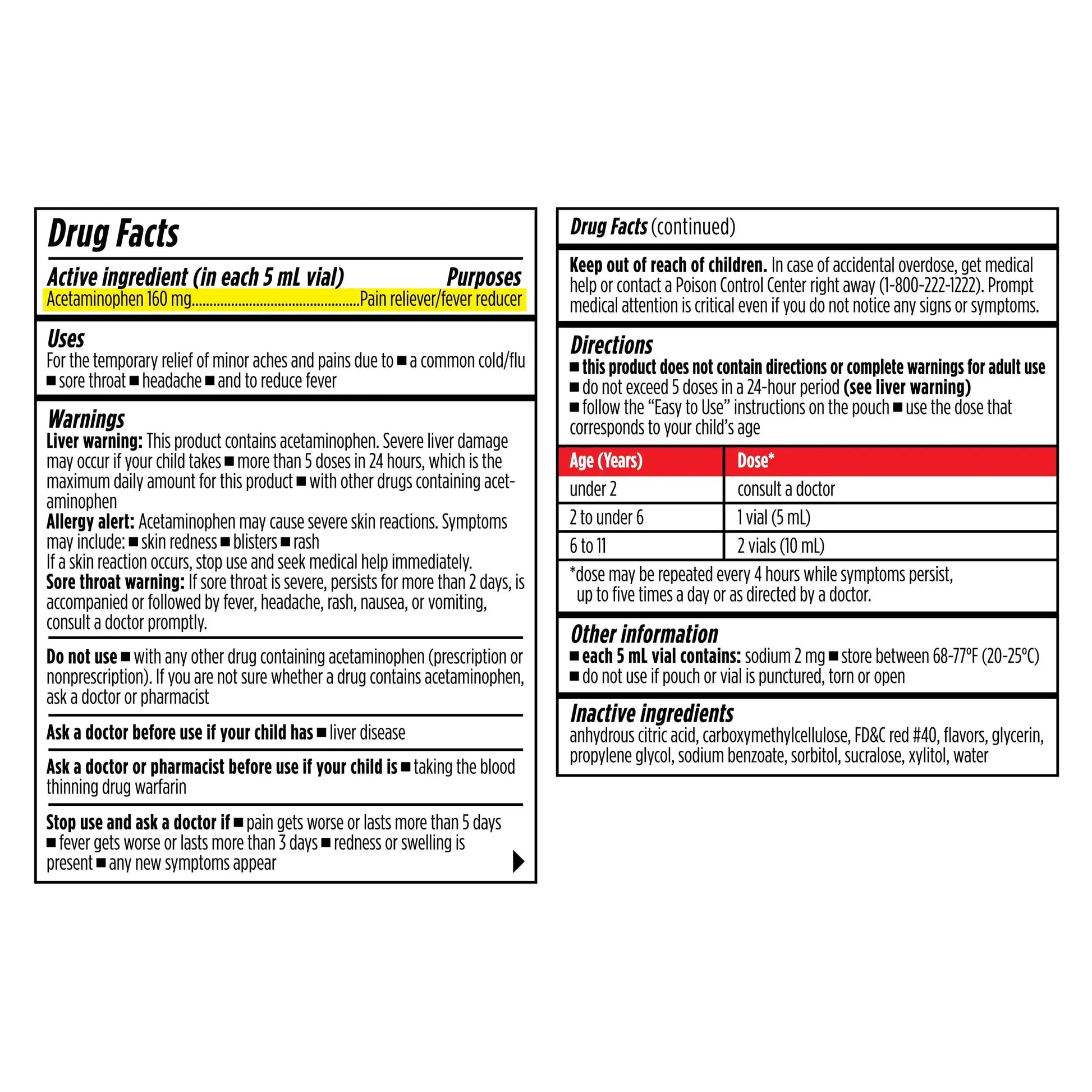 Dr. Kids Children’s Pain and Fever Medicine - Acetaminophen for Kids Ages 2-11, Pre-Measured Single-Use Vials for Headache, Sore Throat, Cold and Flu, Cherry Flavor, 20 Count Dr. KidsAu supplements