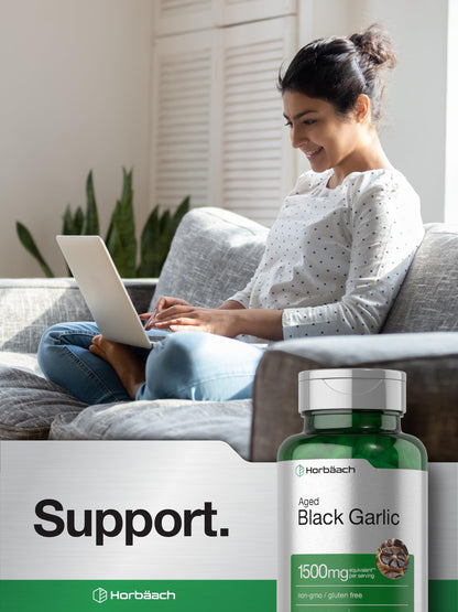 Aged Black Garlic Capsules 1500mg | 60 Count | Fermented Extract Supplement HorbäachUS supplements