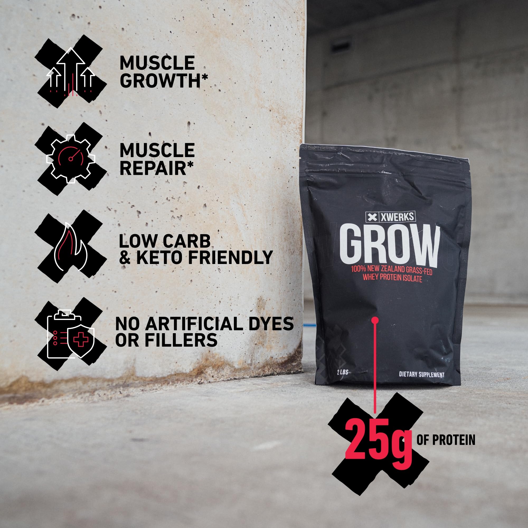 Xwerks Grow 100% New Zealand Grass-Fed Whey Protein - 25g of Pure Isolate Protein XwerksUS supplements