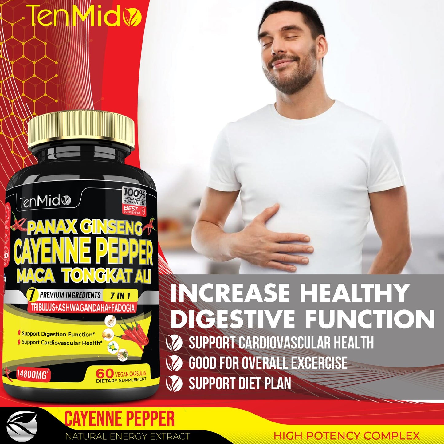 2 Packs 60 Caps 14800mg - Cayenne Pepper Supplements Extract Capsules - Tongkat Ali TenmidoUS supplements