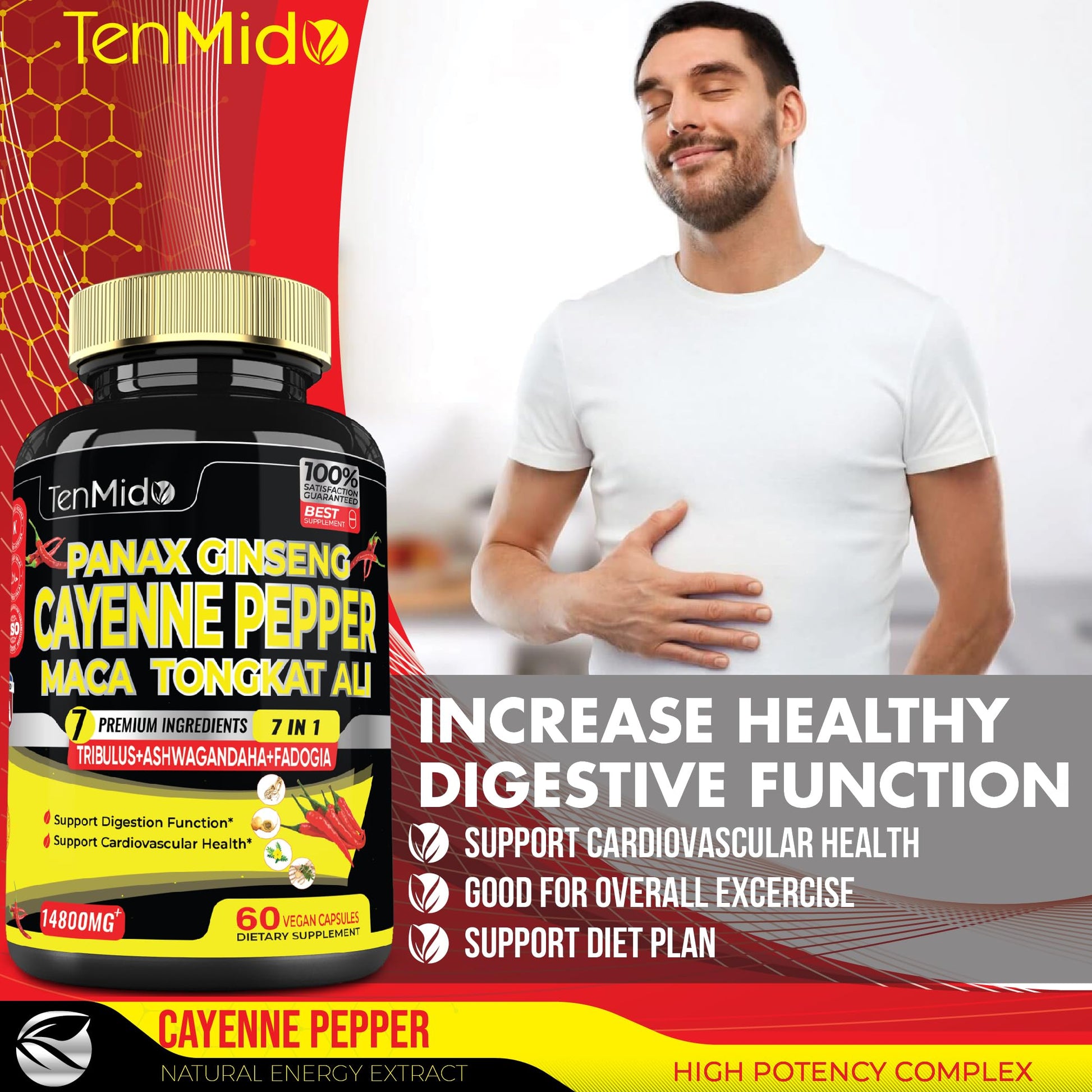 2 Packs 60 Caps 14800mg - Cayenne Pepper Supplements Extract Capsules - Tongkat Ali TenmidoAu supplements