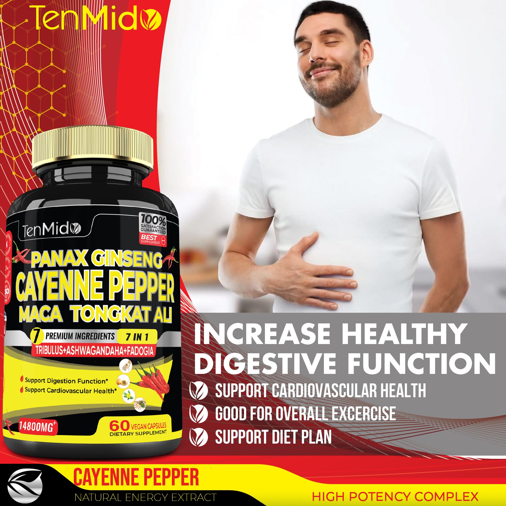 2 Packs 60 Caps 14800mg - Cayenne Pepper Supplements Extract Capsules - Tongkat Ali TenmidoAu supplements