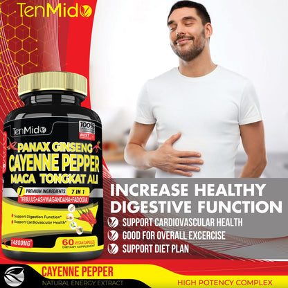 2 Packs 60 Caps 14800mg - Cayenne Pepper Supplements Extract Capsules - Tongkat Ali TenmidoUS supplements