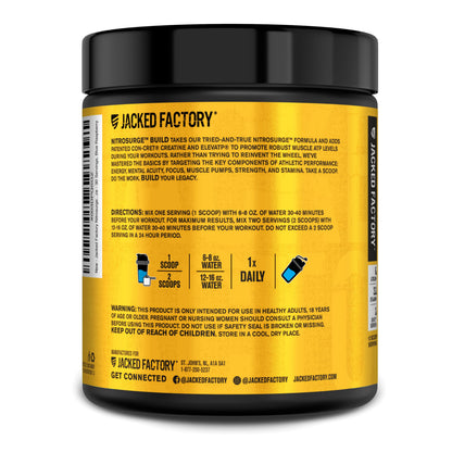 Jacked Factory Nitrosurge Build Pre Workout with Creatine for Muscle Building - Con Cret Creatine Powder & elevATP for Intense Energy, Powerful Pump, Jacked FactoryUS supplements