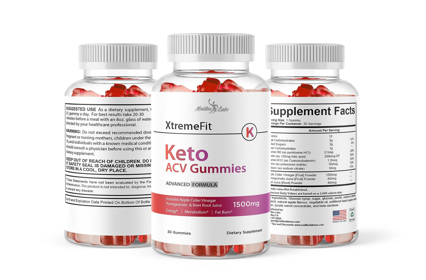 XtremeFit Keto ACV Gummies Weight Loss - 1500mg Once a Day, Strong Time Released GenericUS supplements
