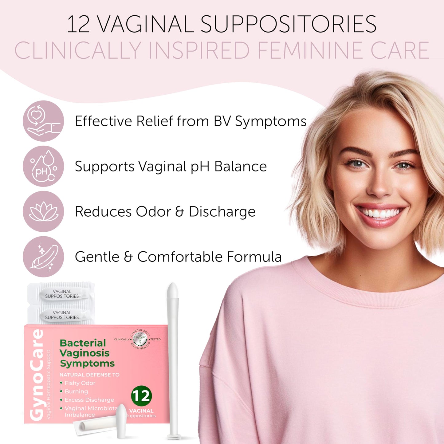 Bacterial Vaginosis Treatment | BV Treatment For Women | Boric Acid Suppositories For Women | Natural Homeopathic for Odor, Itching, Discharge, BV, and Vaginal Microbiota Imbalance | 12 Suppositories Terramed Just Think ComfortUS supplements