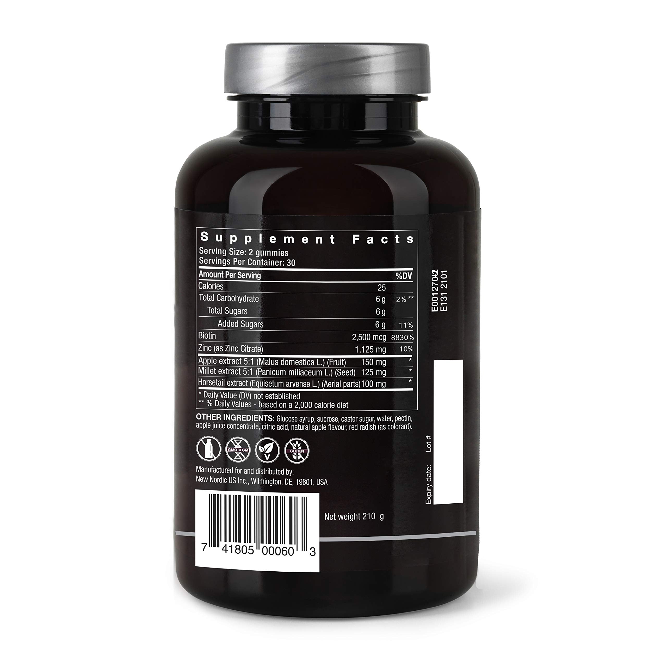 NEW NORDIC Hair Volume Gummies, 2500 mcg Biotin, Daily Hair Vitamins Supplement to Support Hair Skin & Nails, Vegan, 60 Count (Pack of 3) NEW NORDICAu supplements