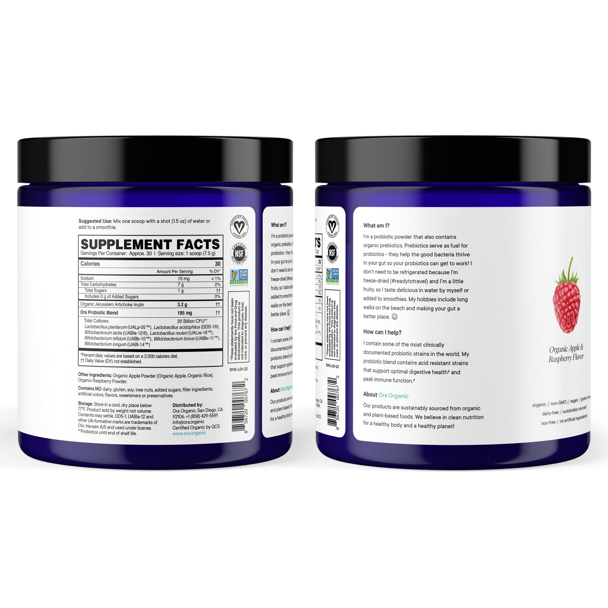 Ora Organic Prebiotic and Probiotic Powder Supplement - 20 Billion Probiotics, 7 Strains for Best Prebiotic Powder, Non-GMO, Probiotics for Women, Men & Kids - Apple Raspberry Flavor, 30 Servings… Ora OrganicUS supplements