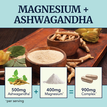 Magnesium Ashwagandha | Calming Magnesium Supplement for Adults | Relax, Rest Nobi NutritionUS supplements