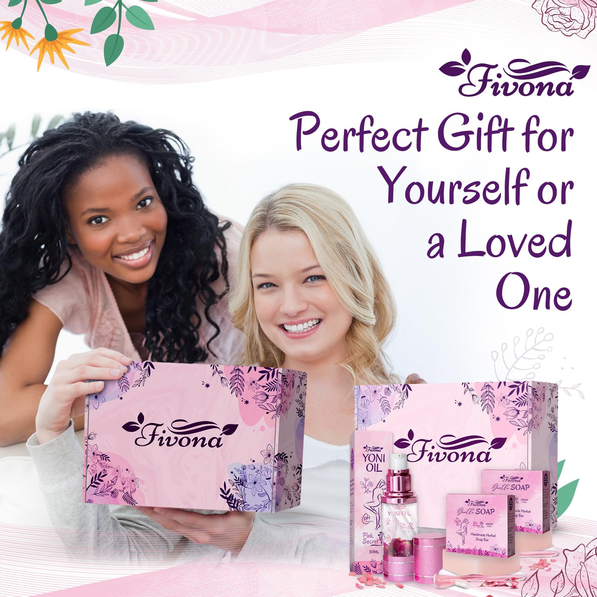 FIVONA 3 in 1 Set of Yoni Oil with 2 Yoni Soap Bars - Feminine pH Balanced Natural Vaginal Oil 30 ml FIVONAAu supplements