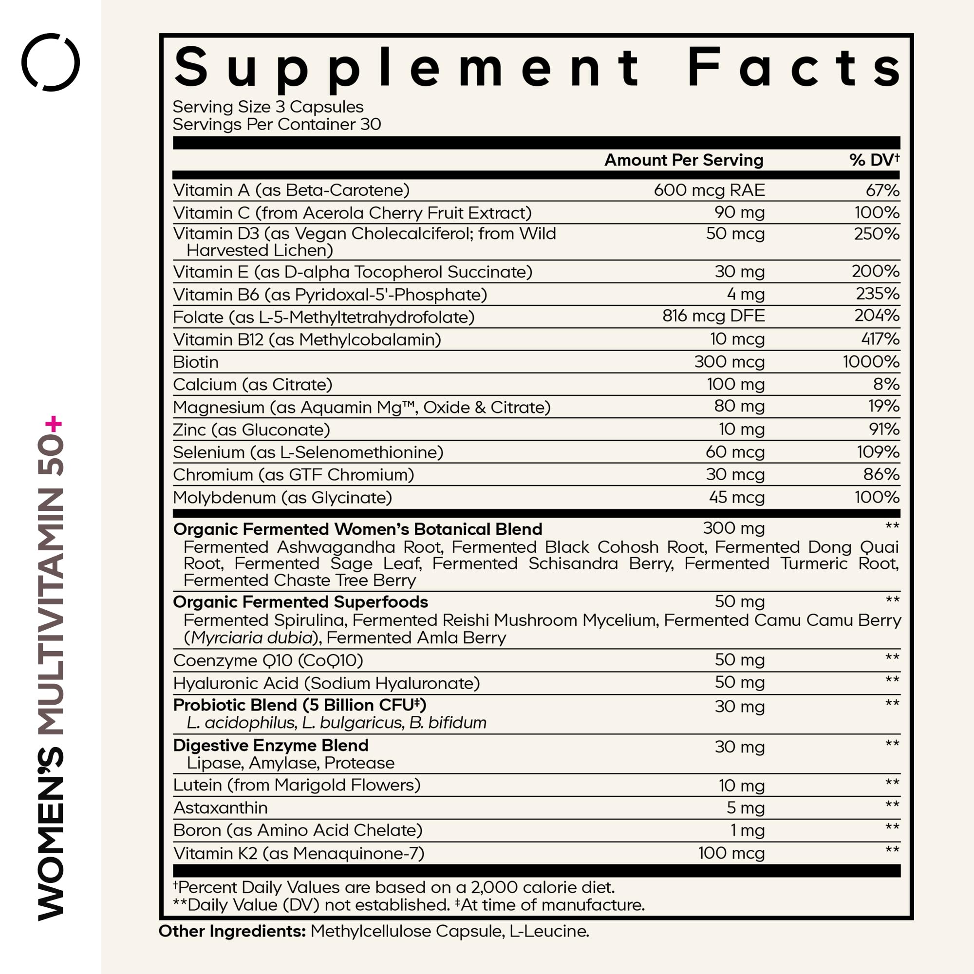 Codeage Women’s Multivitamin 50+ Supplement - Essential Vitamins for Women Over 50, Minerals, CoQ10, Hyaluronic Acid, Probiotics, Black Cohosh, Ashwagandha & Superfoods - Non-GMO - 90 Capsules CodeageAu supplements