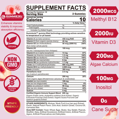 Methylated Multivitamin for Women Gummies, Calcium, D3 K2, Methylfolate & B12, Inositol, Daily Vitamin A C E, B Complex, Biotin, Zinc NextdiaUS supplements