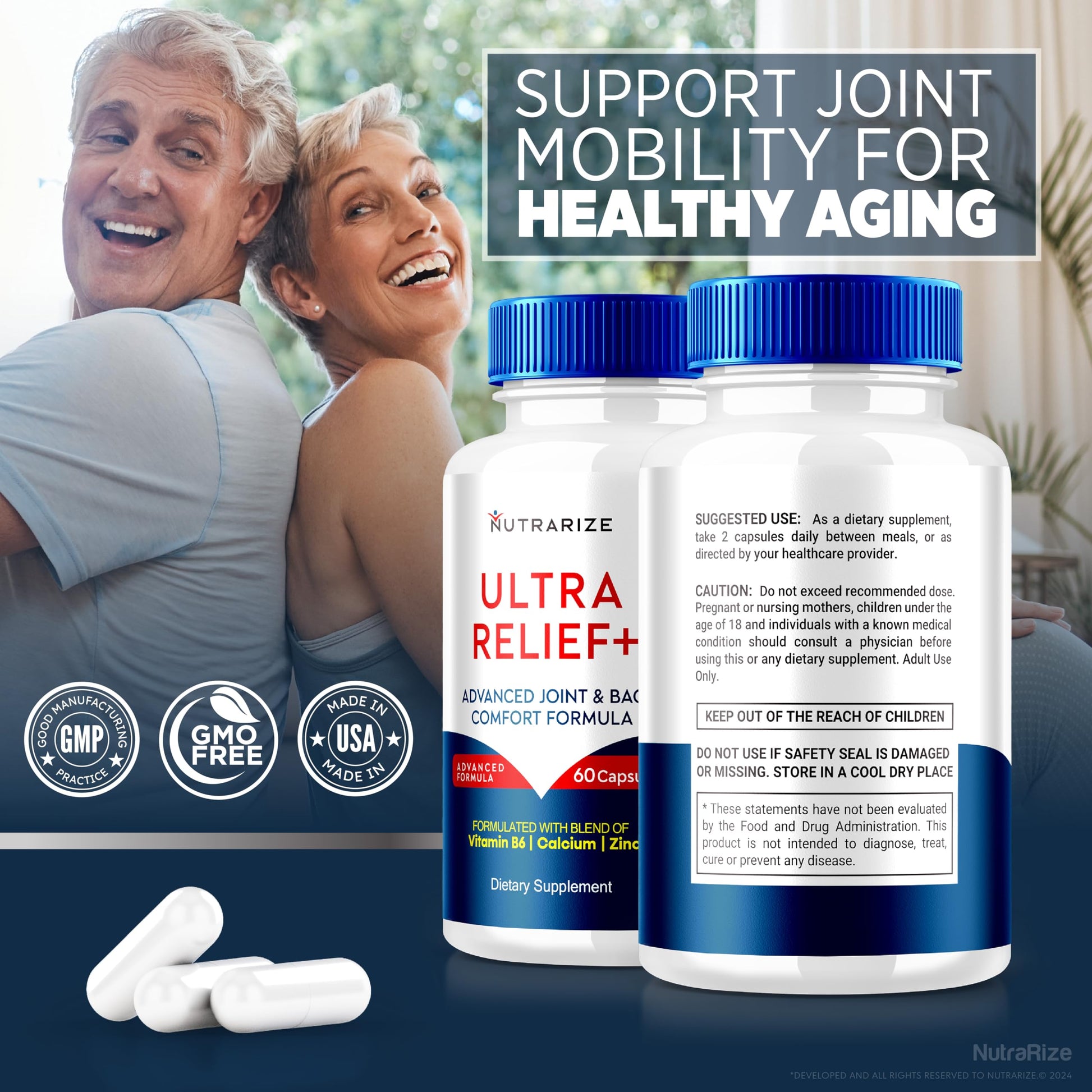 (2 Pack) Ultra Relief+ Capsules, Official Formula for Joint Health, All-Natural Supplement to Support Joint Function and Mobility, Ultra Relief + Pills, Ultra Relief Plus Reviews (120 Capsules) NutraRizeAu supplements