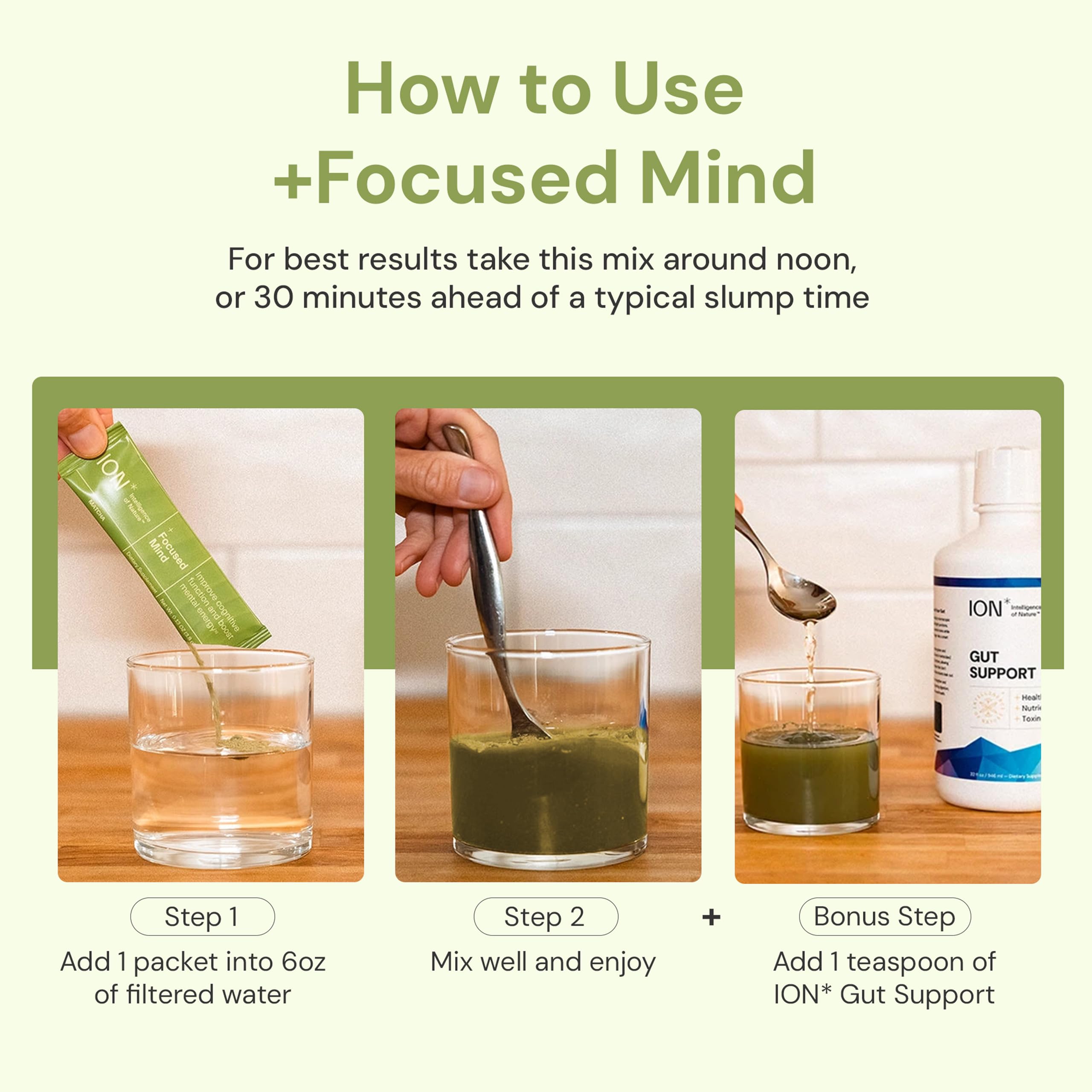 ION* Intelligence of Nature Focused Mind Nootropic Powder Drink Mix - Brain Boost Nootropic Drink with Matcha for Memory, Focus & Relaxation, Brain Supplement for Men & Women, Adults - 20 Packets ION* Intelligence of NatureAu supplements