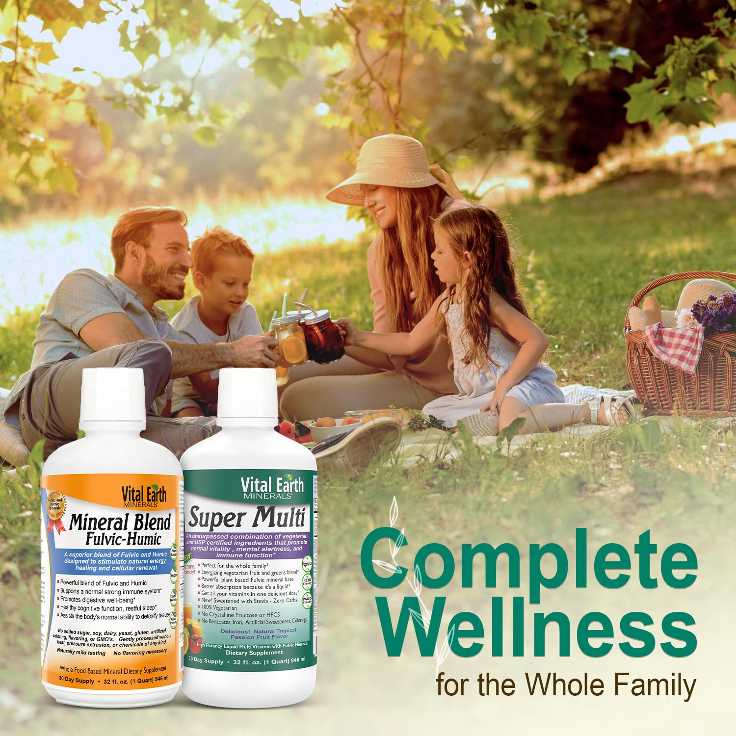 Vital Earth Minerals Detox and Wellness Support – Fulvic Humic Mineral Blend with 70+ Trace Minerals + Super Multi, Liquid Multivitamins, MTHFR Enhancement, 32 OZ Ea Vital Earth MineralsAu supplements