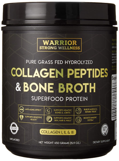 Warrior Strong Wellness Premium Collagen Peptides Bone Broth: Grass Fed Hydrolyzed Warrior Strong WellnessUS supplements