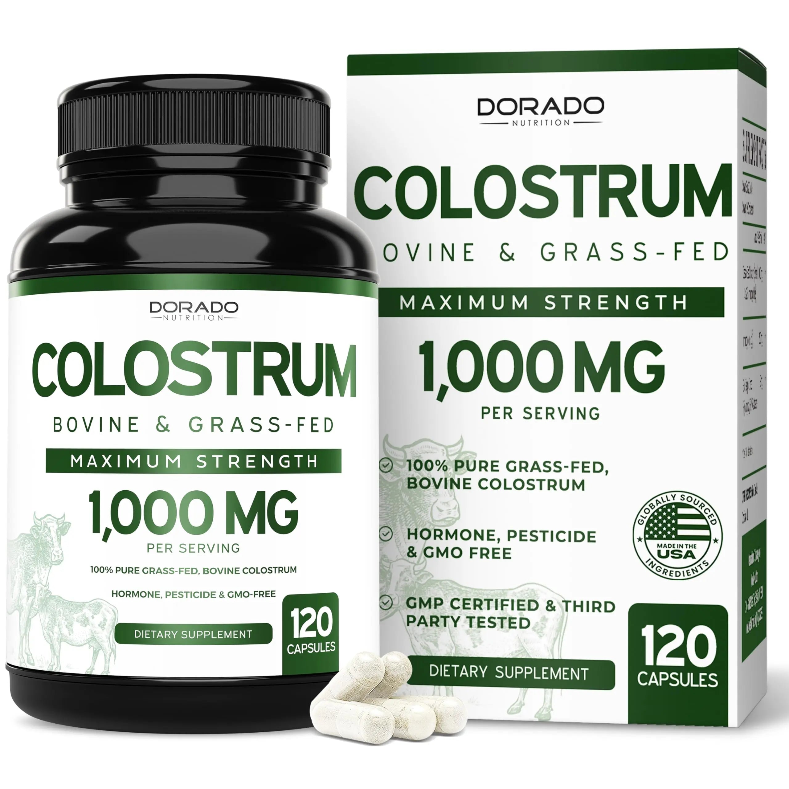 Colostrum (120 Count) Bovine Colostrum Capsules Supplement and Supergreens (60 Gummies) Superfood for Immunity Support with Greens Supplements with 8 Ingredient Power Blend - Vegan Safe & Made in USA DORADO NUTRITIONnz supplements