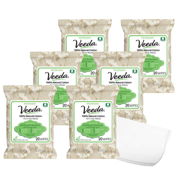 Veeda 100% Natural Cotton PH Balanced Hypoallergenic Feminine Wet Wipes, Safe Cleansing Cloths VeedaAu supplements