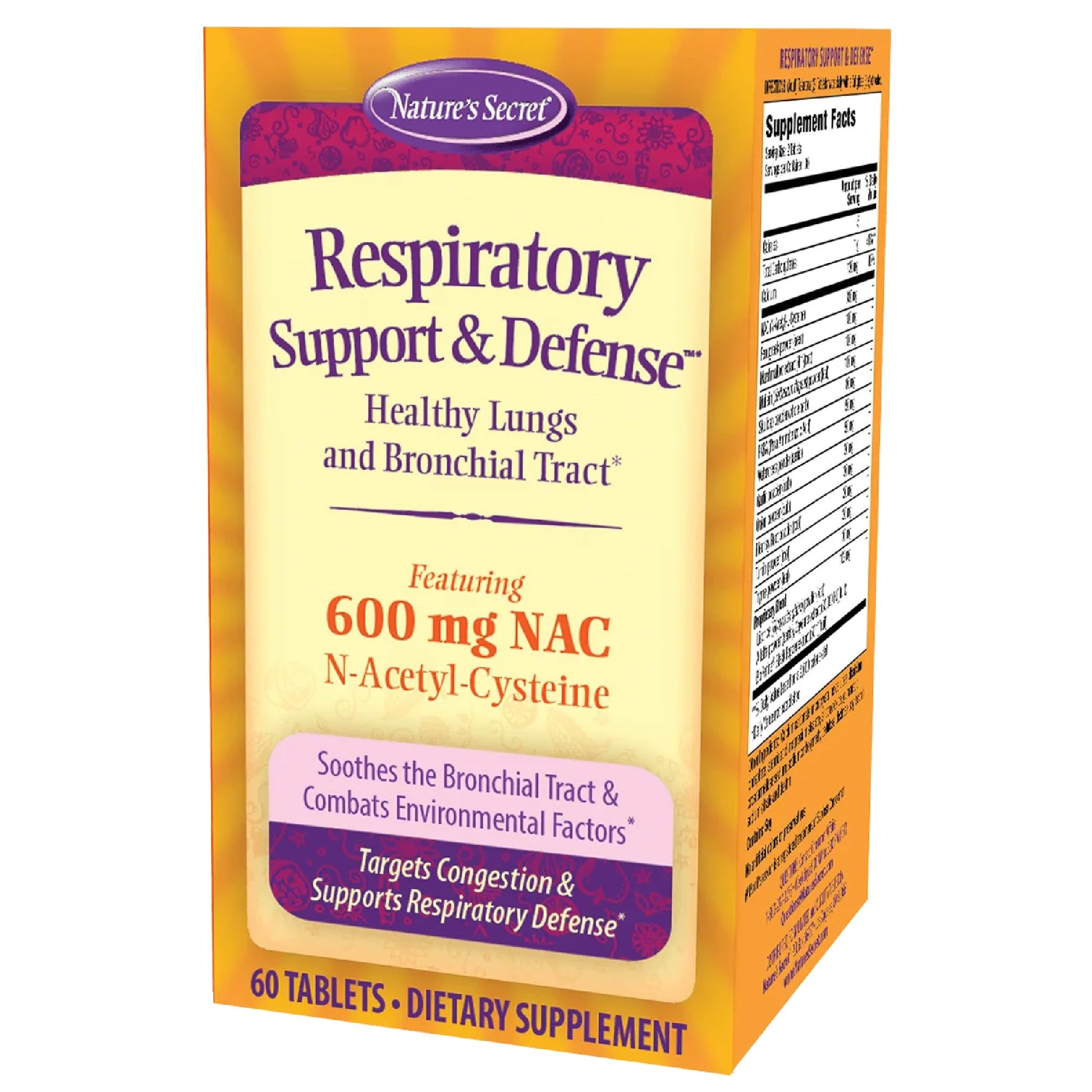 Nature's Secret Respiratory Support & Defense - 60 Tablets - Promotes Healthy Lungs & Bronchial Tract - With NAC, Fenugreek & Marshmallow - 30 Total Servings Nature's SecretAu supplements