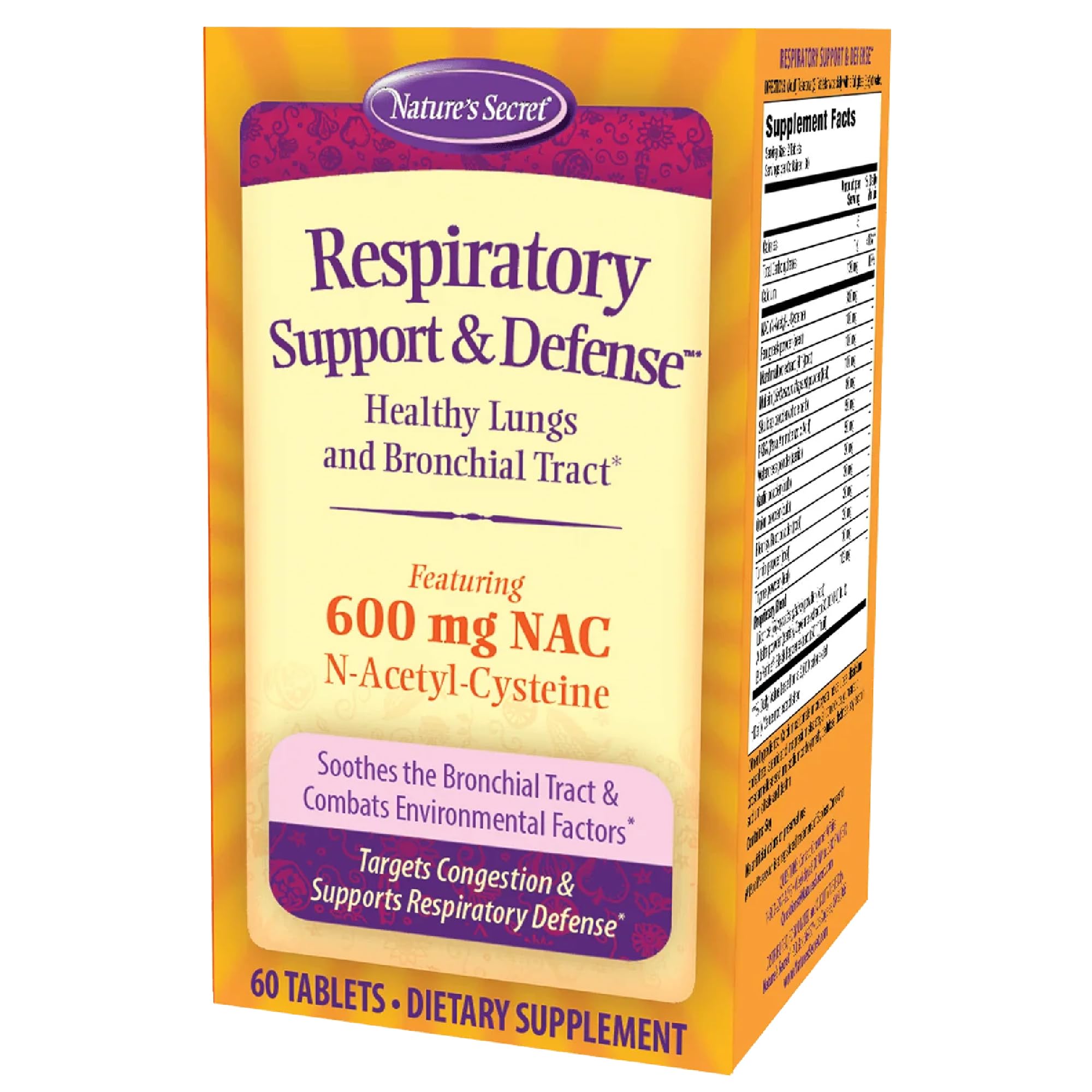 Nature's Secret Respiratory Support & Defense - 60 Tablets - Promotes Healthy Lungs & Bronchial Tract - With NAC, Fenugreek & Marshmallow - 30 Total Servings Nature's SecretAu supplements