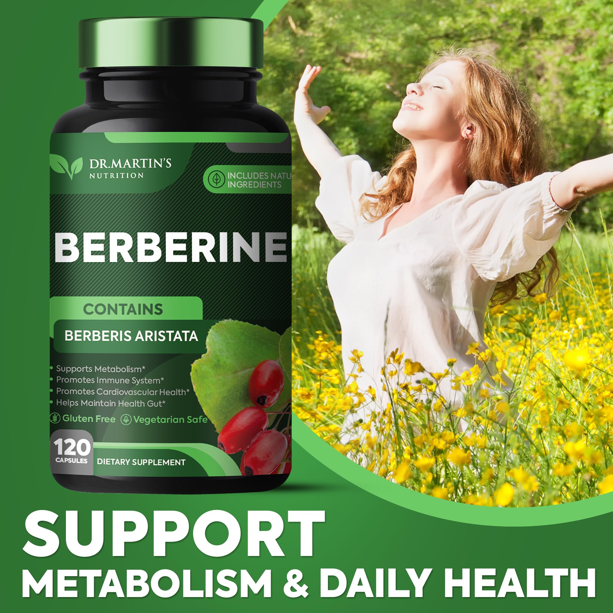 Potent 1200mg Berberine Supplement | 120 Capsules | Berberine HCL Supplement For Healthy DR. MARTIN'S NUTRITIONUS supplements