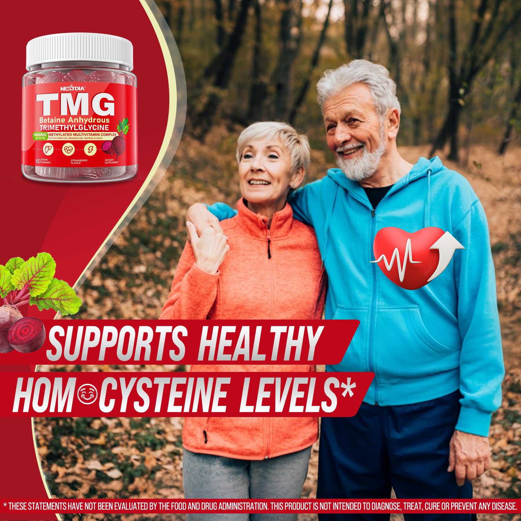 2Pack TMG Gummies 1000mg Betaine Anhydrous + Methylated Multivitamin & B Complex Methylated(Methylfolate B12 B6), Magnesium, Taurine - Essential Trimethylglycine for Homocysteine Levels, Brain, Energy NextdiaAu supplements