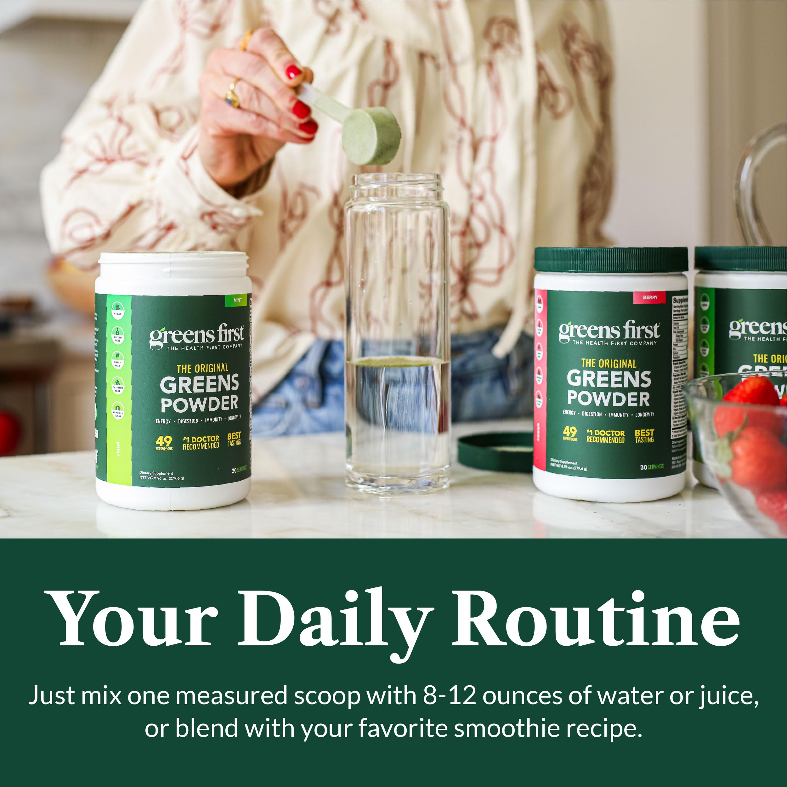 Greens First Original Greens Powder - 49 Superfoods - Organic Fruits & Veggies - Prebiotics, Probiotics & Digestive Enzymes - Antioxidant Smoothie - Dairy Free, Vegan & Non-GMO (Mint, 30 Servings) Greens FirstAu supplements