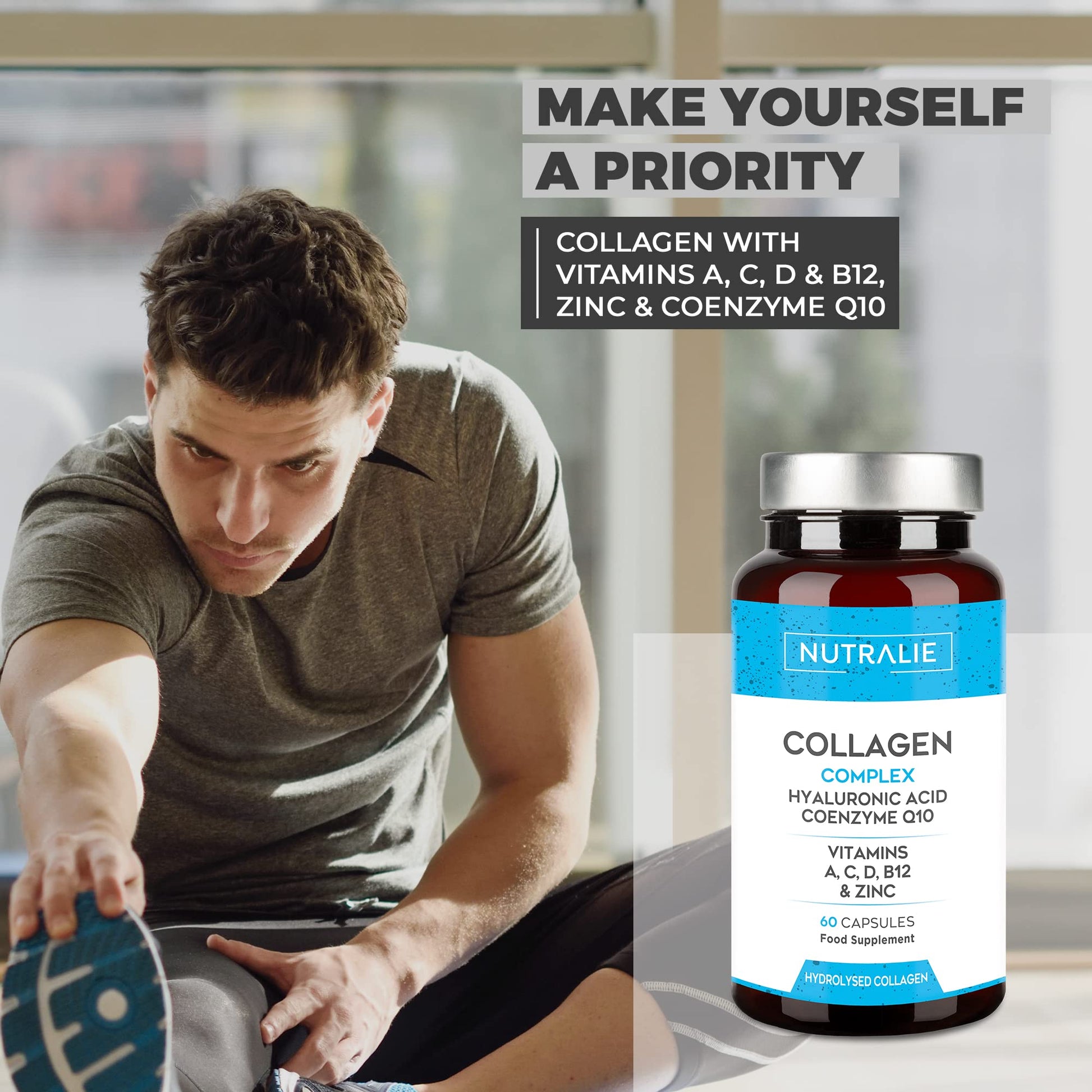 Collagen + Hyaluronic Acid + Q10 Hydrolysed Collagen Women Men + Vitamins A C D B12 Zinc NUTRALIEAu supplements