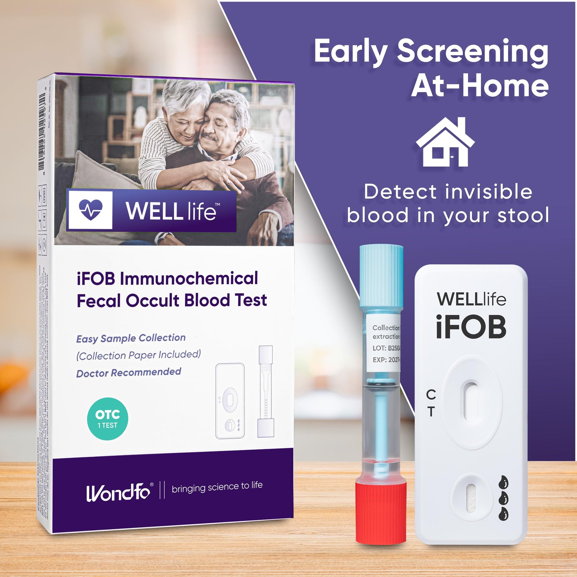 WELLlife iFOB Immunochemical Fecal Occult Blood Test, Colon Screening Test Kit Stool Test at Home Easy to Use, 1 Test Detect Hidden Blood in 10 Minutes FOB Test for Home WELL LIFEAu supplements