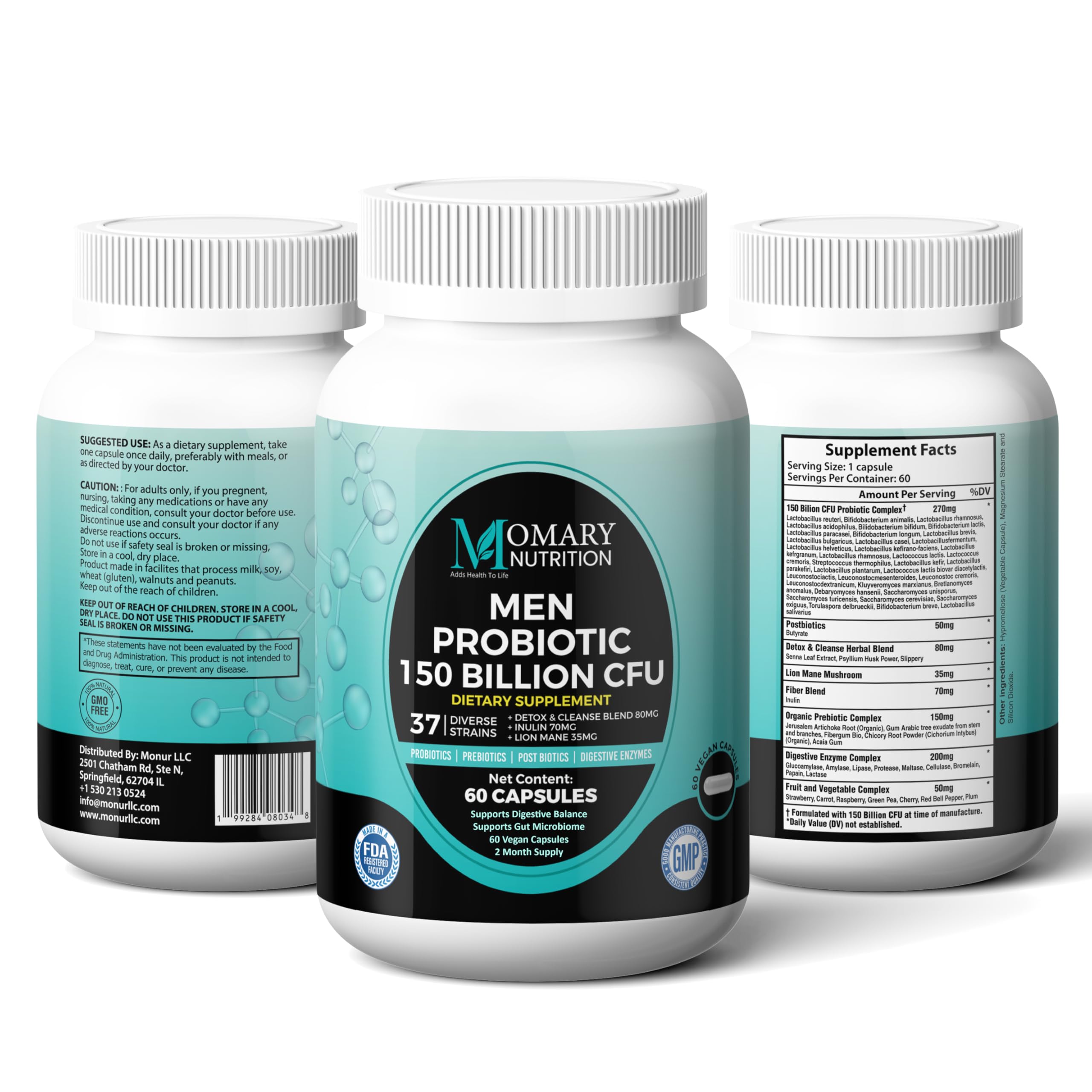 8-in-1 Bio Cultures Complex for Men – 150 Billion CFU Probiotics with 37 Diverse Strains, Organic Prebiotics, Postbiotics & Digestive Enzymes – Supports Digestive Balance & Gut Microbiome MOMARY NUTRITIONAu supplements