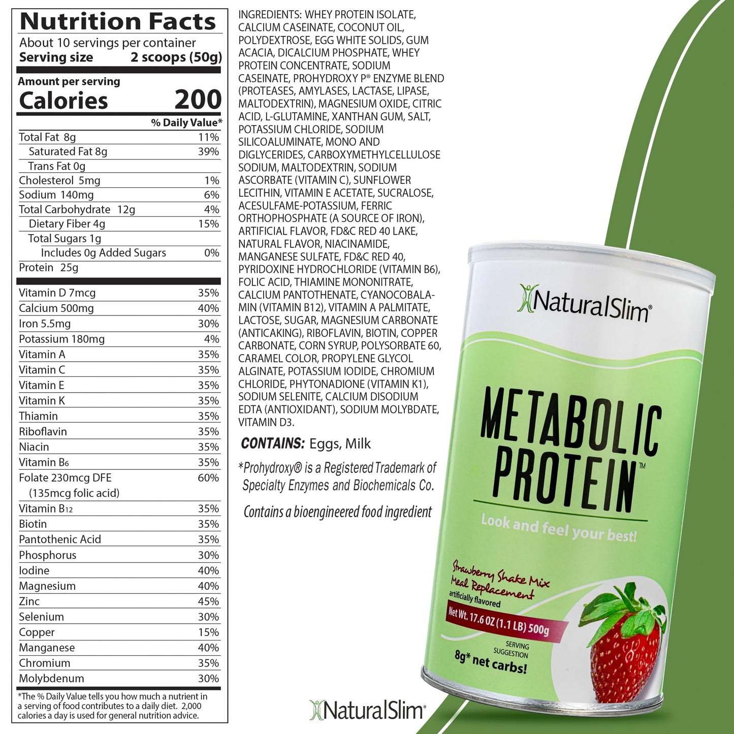 NaturalSlim Metabolic Whey Protein Powder Strawberry – Low Carb, Meal Replacement NaturalSlimUS supplements