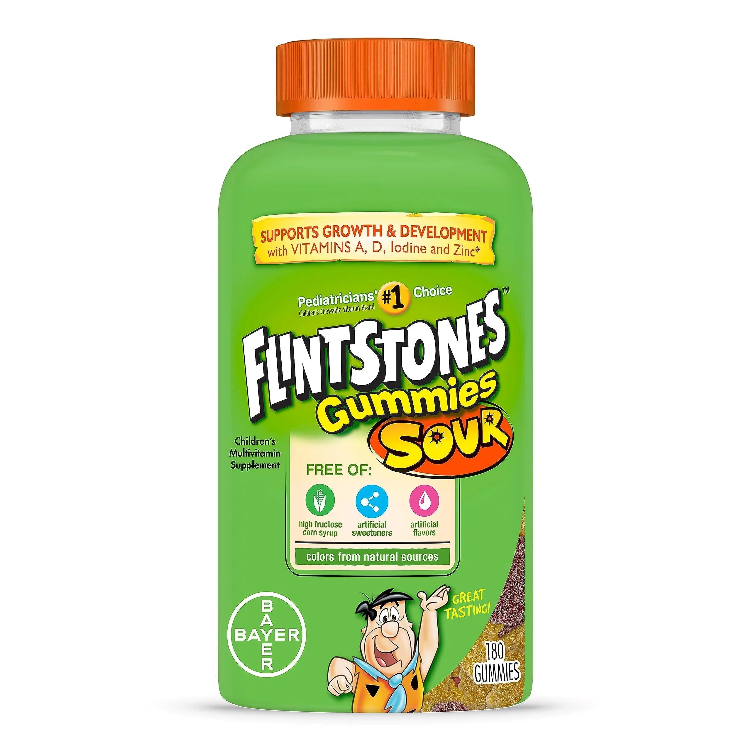 Flintstones Sour Gummy Vitamins For Kids, Kids Multivitamin Gummies with Vitamins C, B6, B12, A & Vitamin D, Support Kids Growth and Development, 180 Count BayerAu supplements