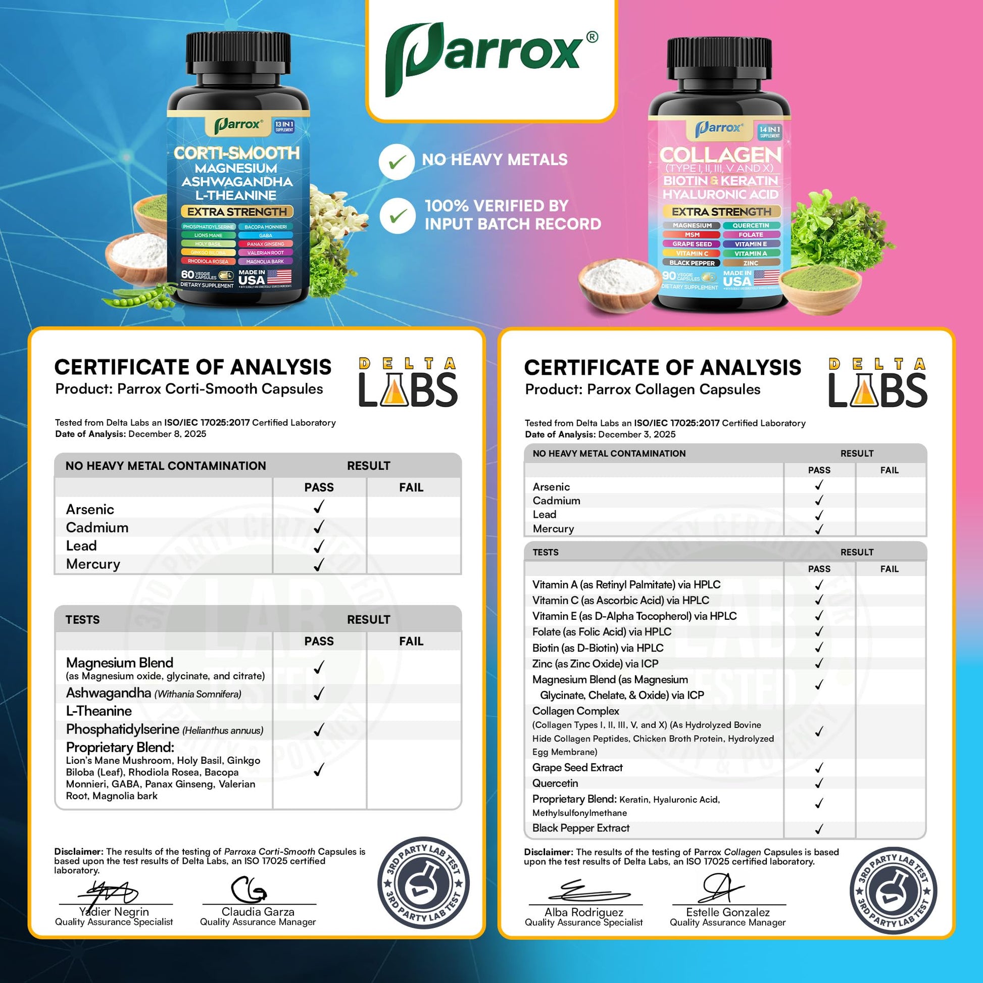 Parrox Shining Serenity Set, Cortisol Support with Ashwagandha, L-Theanine, Magnesium, Lions Mane, GABA, Bacopa Monnieri, Collagen I, II, III, V, X, Folate, Biotin, Keratin, Hyaluronic Acid, Quercetin ParroxAu supplements