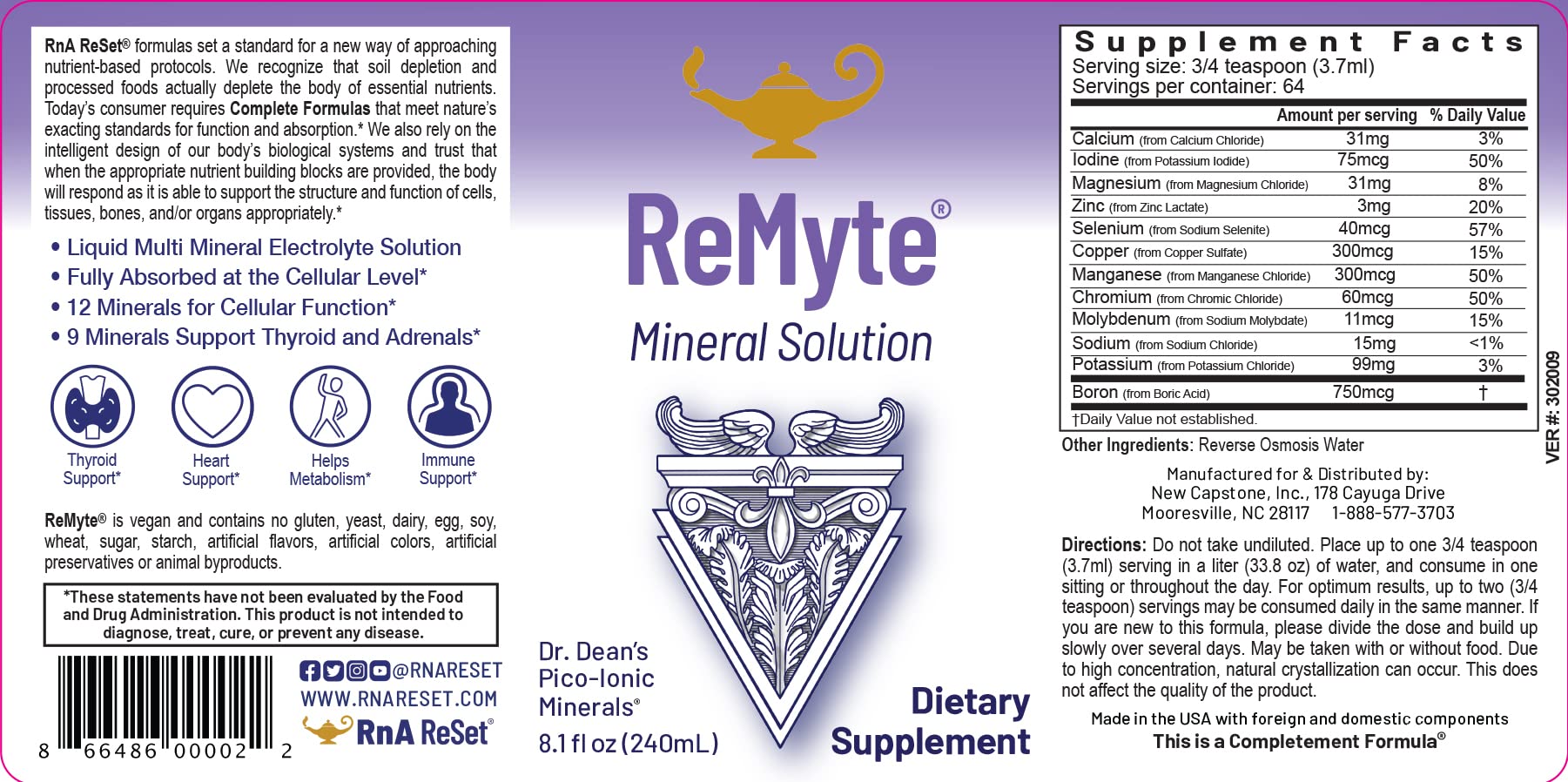 RnA ReSet ReMag & ReMyte – Liquid Magnesium and Multi-Mineral Supplement Bundle, 8.1 Fl Oz Each (2-Pack) NSF Certified RnA ReSetAu supplements