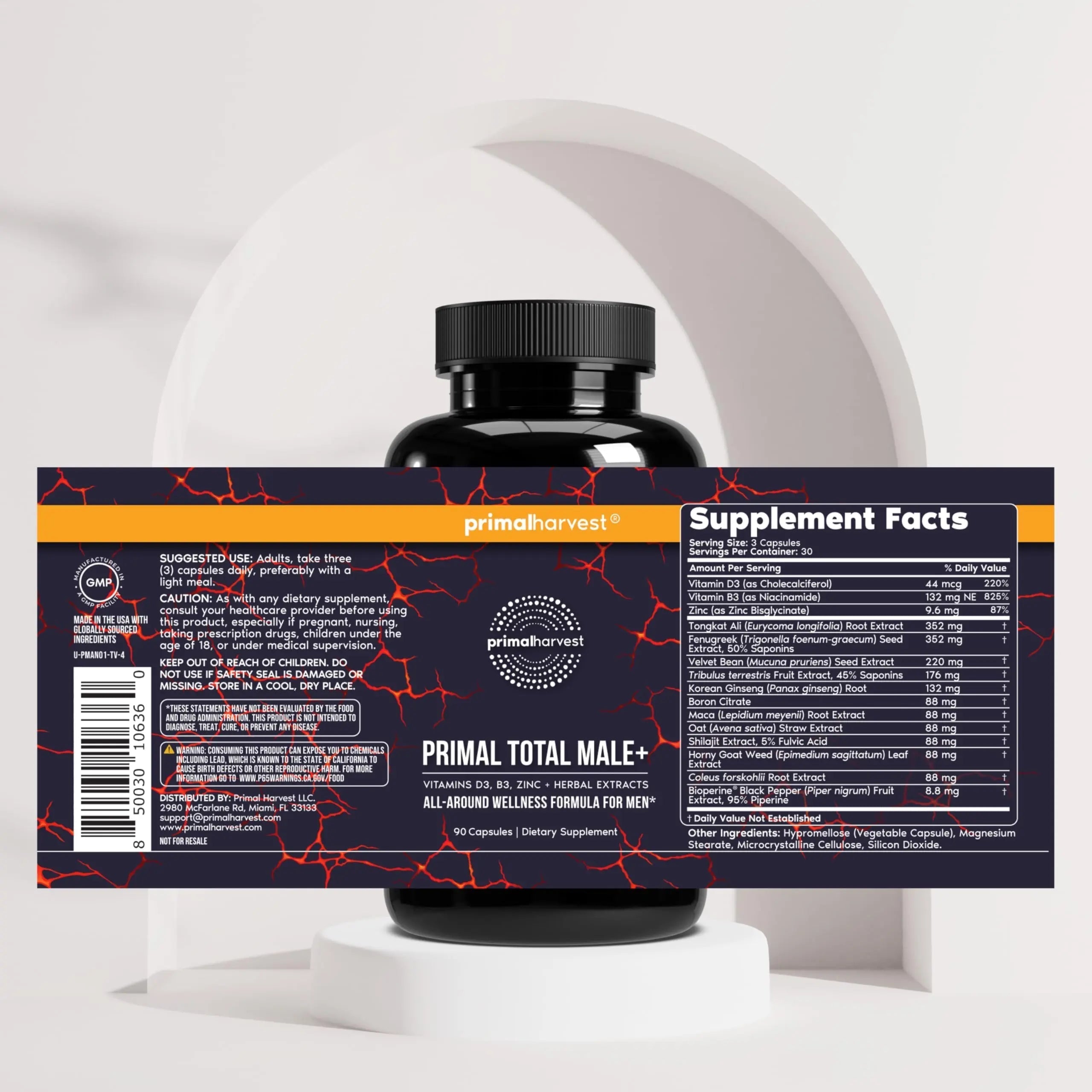 Primal Harvest Total Male+ Multivitamin for Men Vitamins, Minerals and Herbal Support for Energy, Vitality, Immune Health Primal HarvestAu supplements
