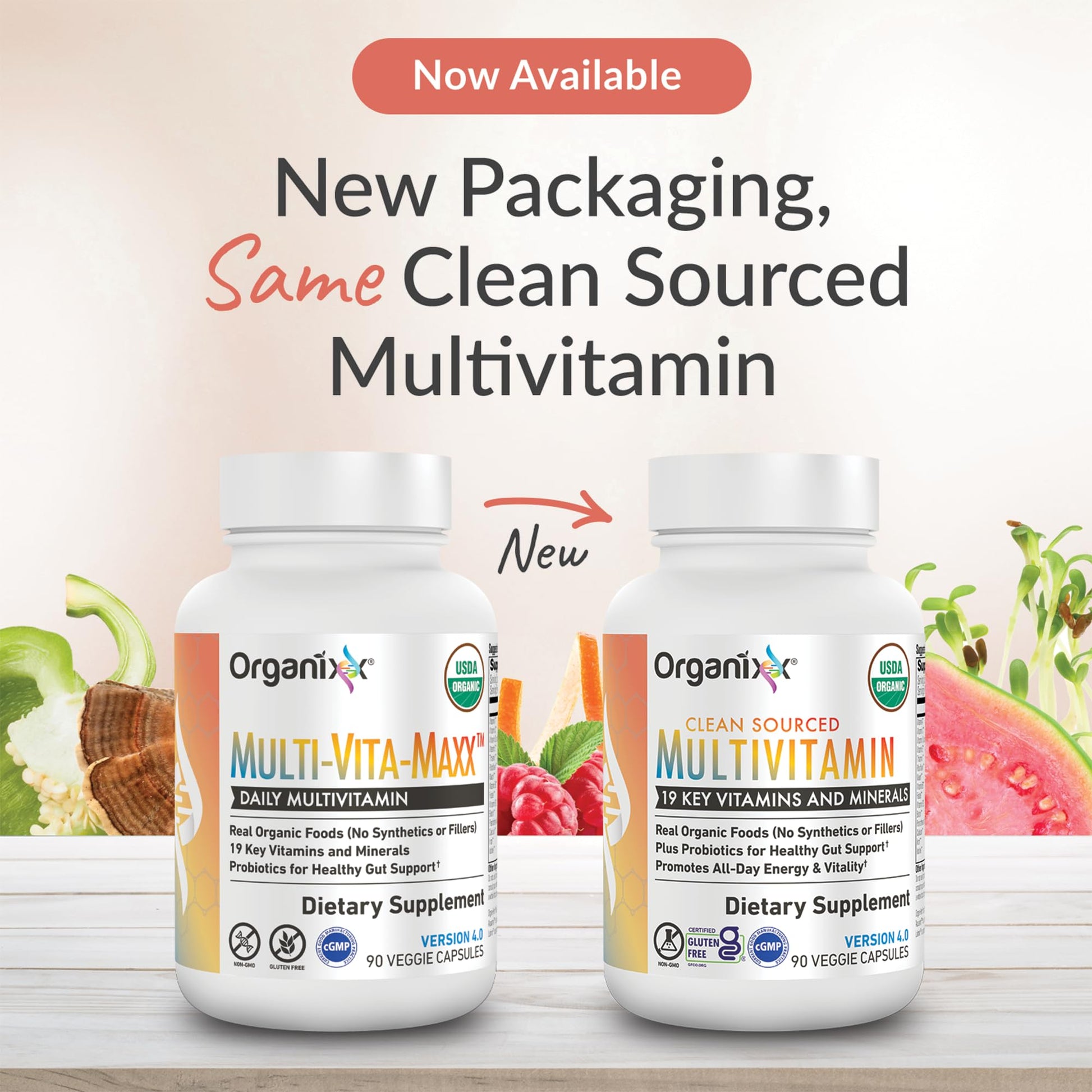 Organixx Clean Sourced Multivitamin for Women & Men, w/Vitamin C, D3, Vitamin B Complex, Probiotics, Organic Fruits & Vegetables, Supports Digestive Gut Health, Immune Support, 90 Vegan Gel Capsules OrganixxAu supplements