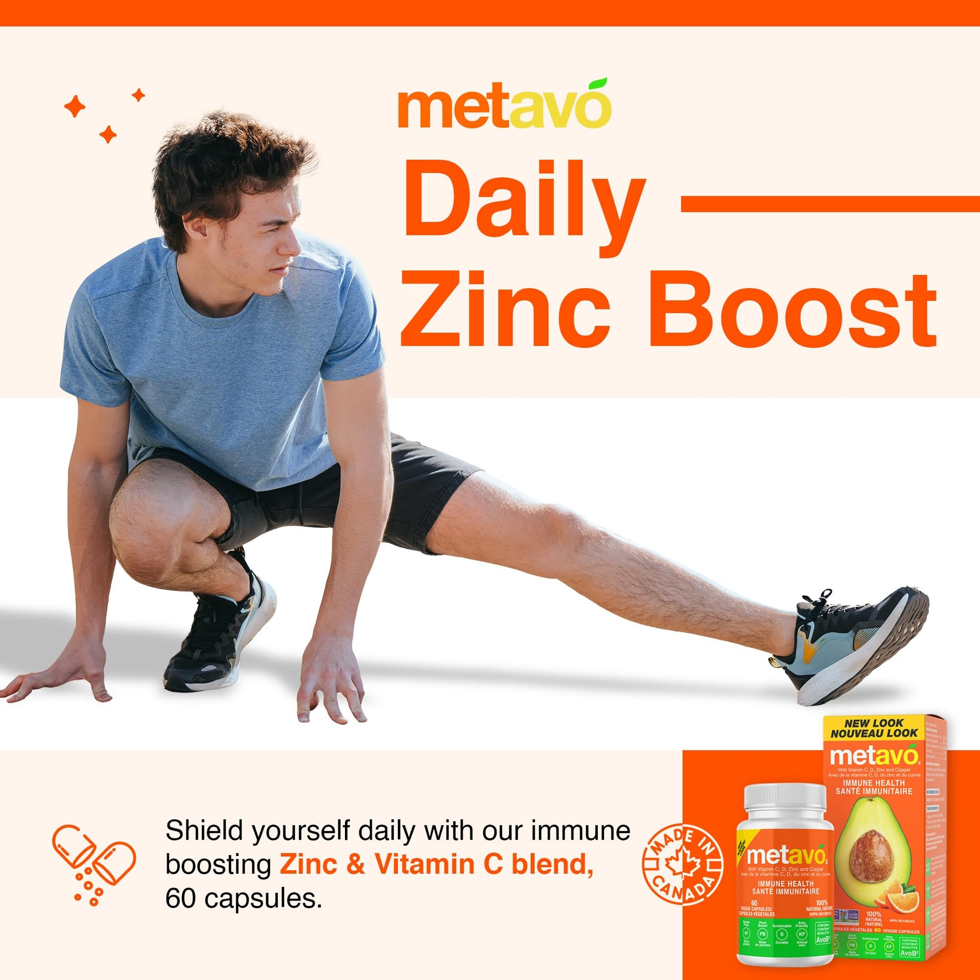 Metavo Immune Health - Natural Immune Support Supplement, Essential Zinc Supplements for Men & Women Enriched with Vitamin C, D & Copper, 60 Vegan Capsules, 30 Servings MetavoAu supplements